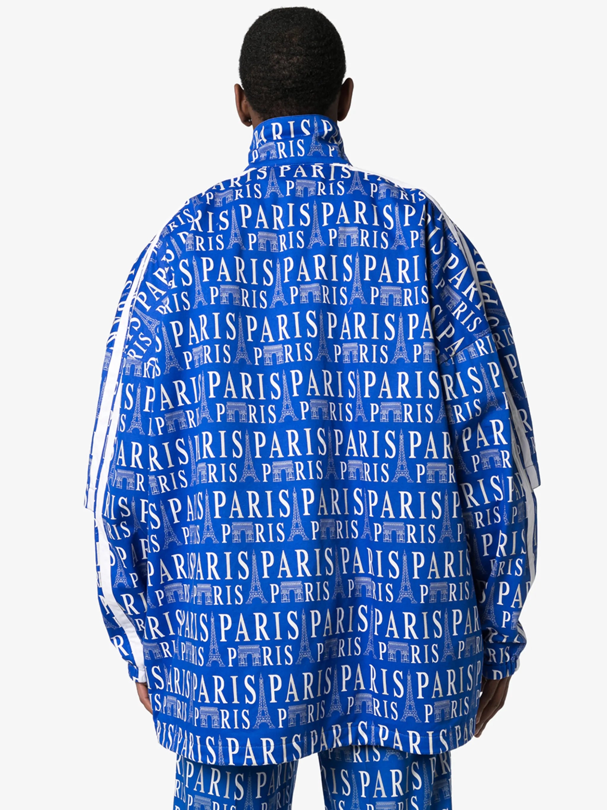 Paris print split-sleeve track jacket