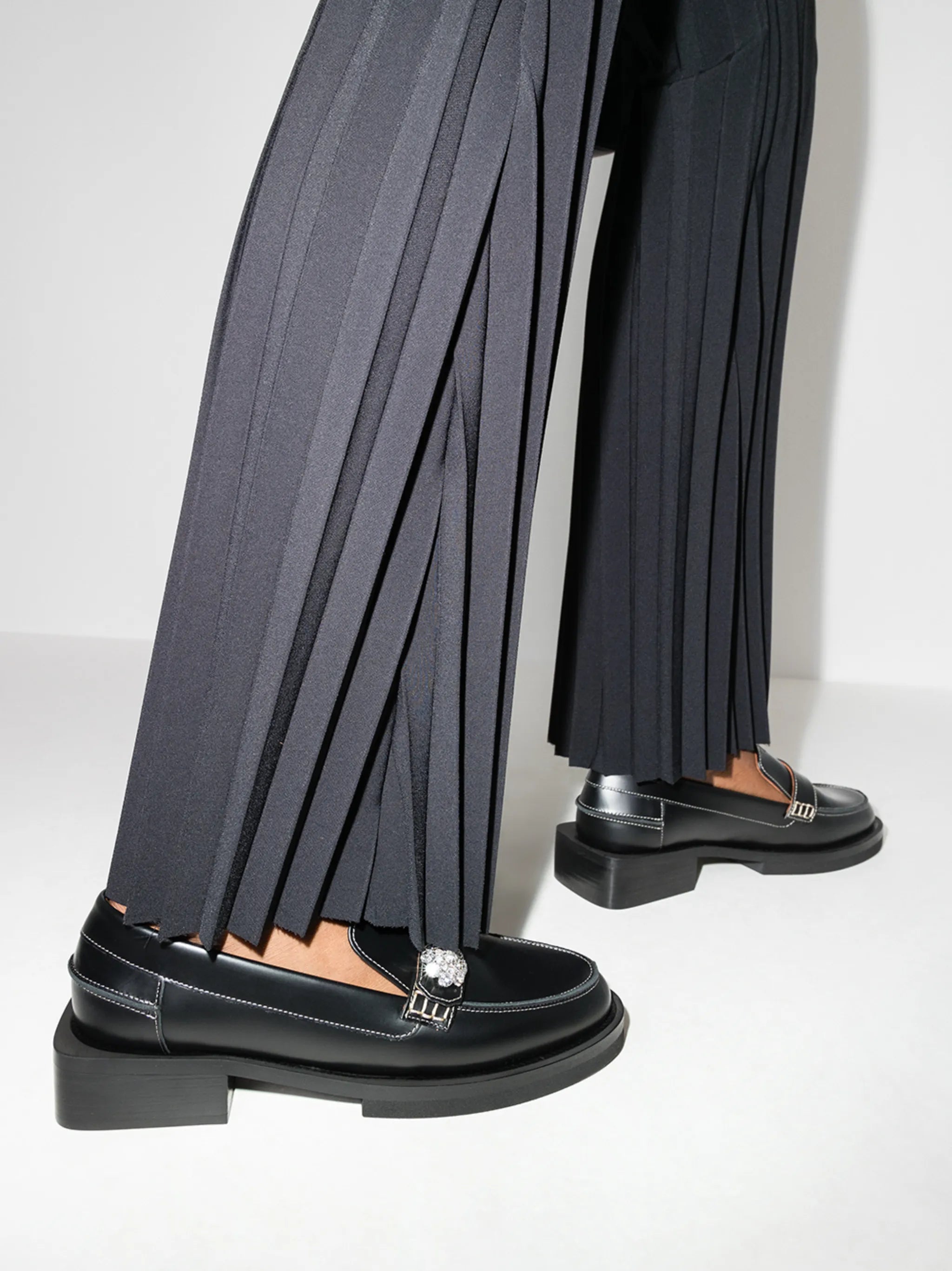 crystal-embellished leather loafers