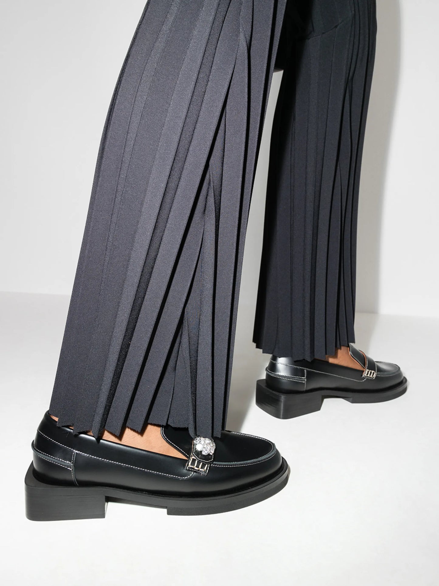 crystal-embellished leather loafers