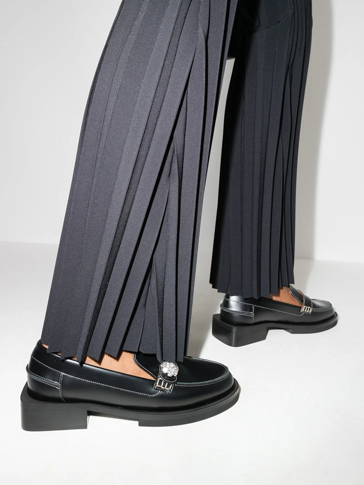 crystal-embellished leather loafers