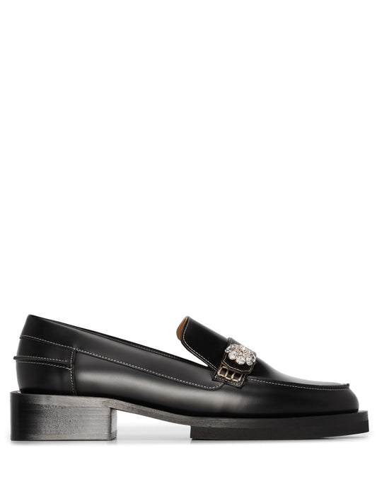 crystal-embellished leather loafers