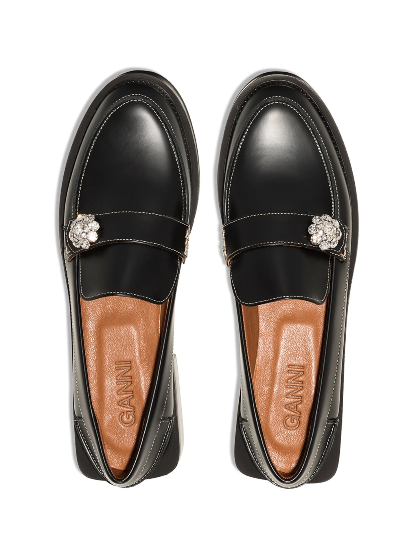 crystal-embellished leather loafers