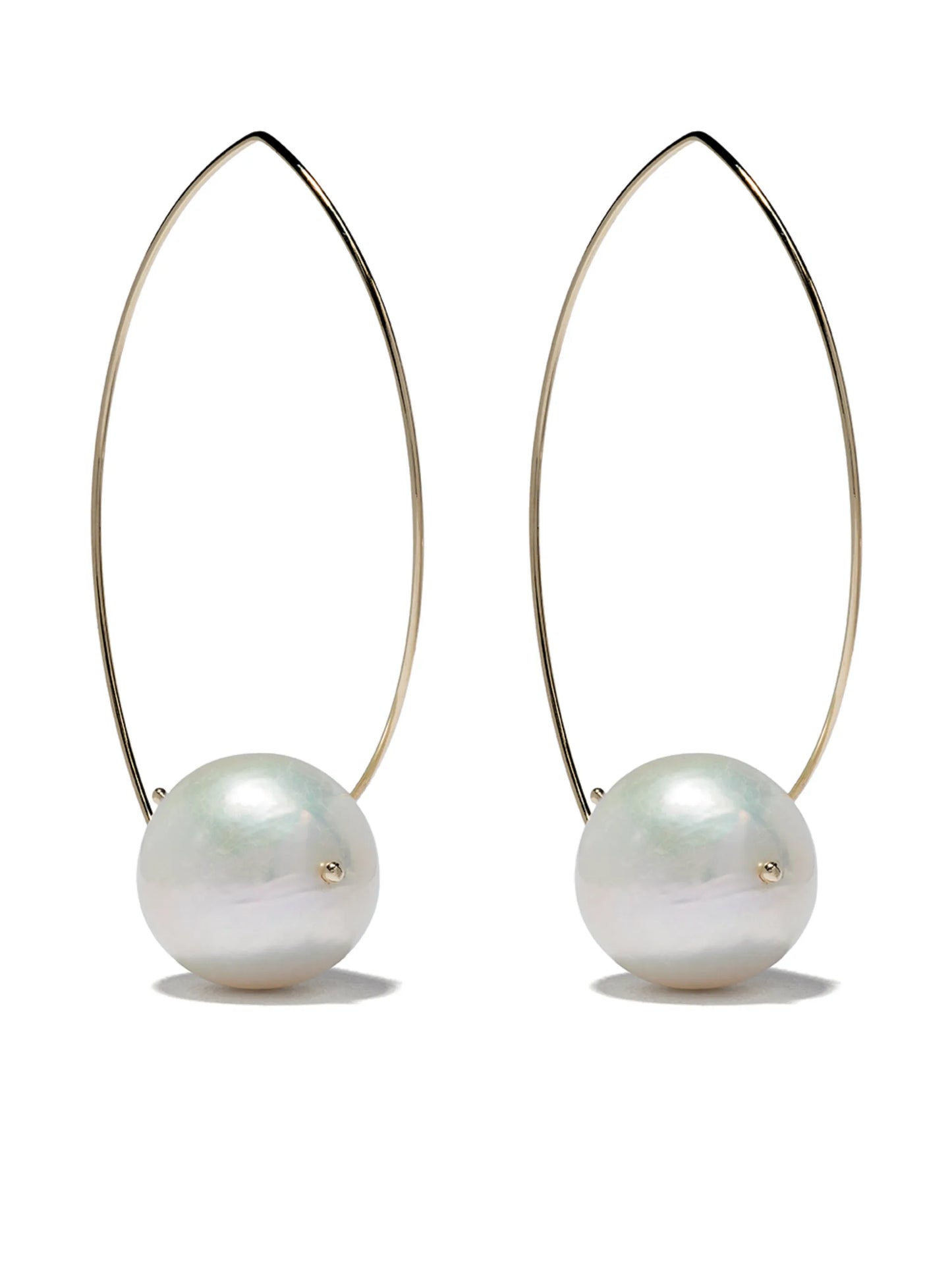 14kt gold pearl hoop earrings