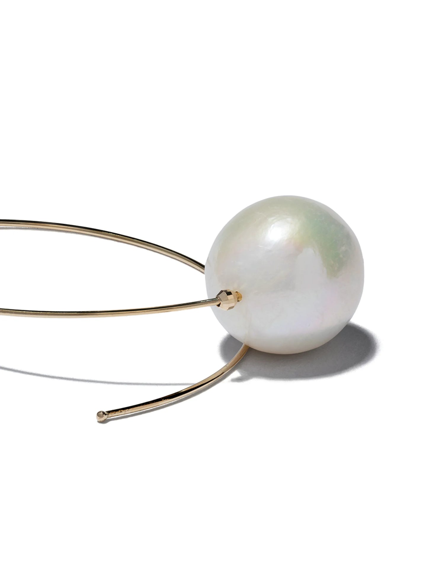 14kt gold pearl hoop earrings
