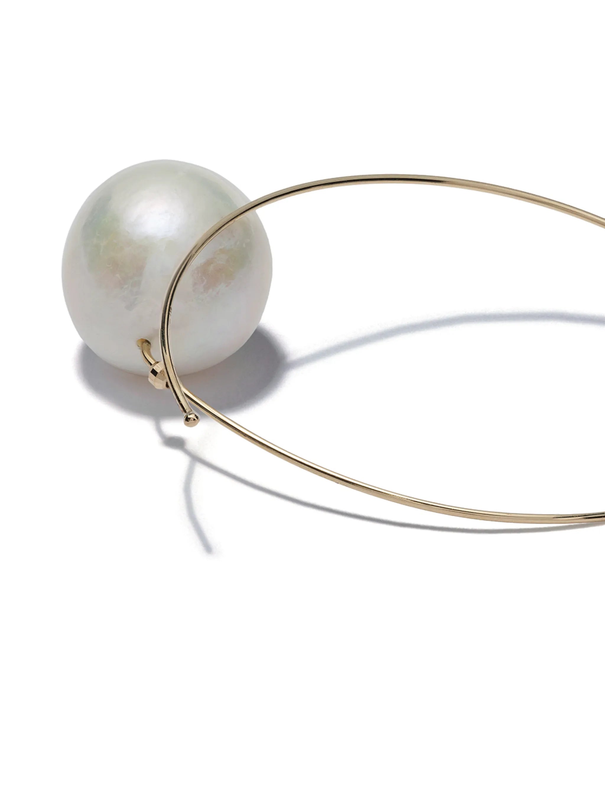14kt gold pearl hoop earrings