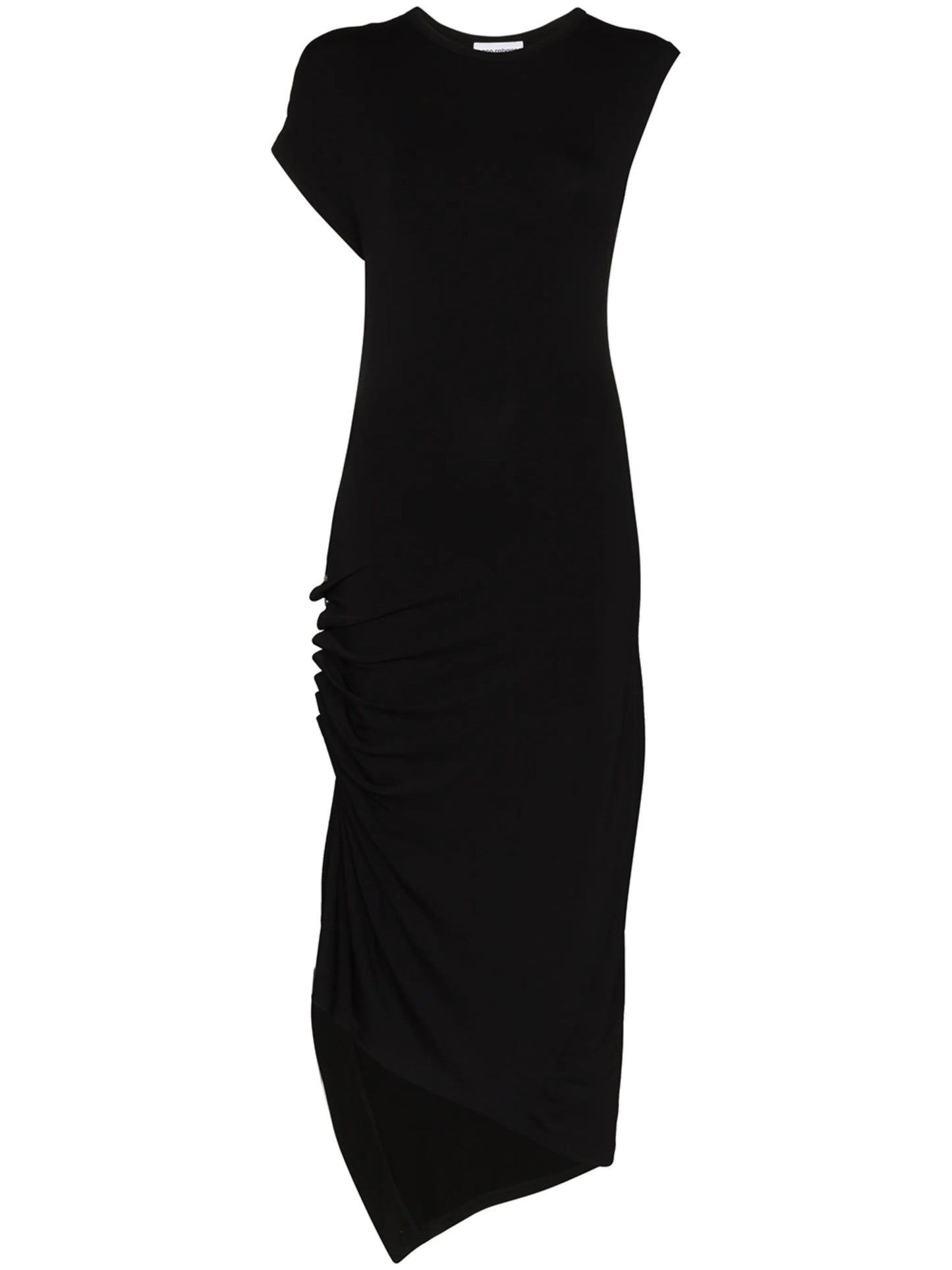 asymmetric gathered midi dress