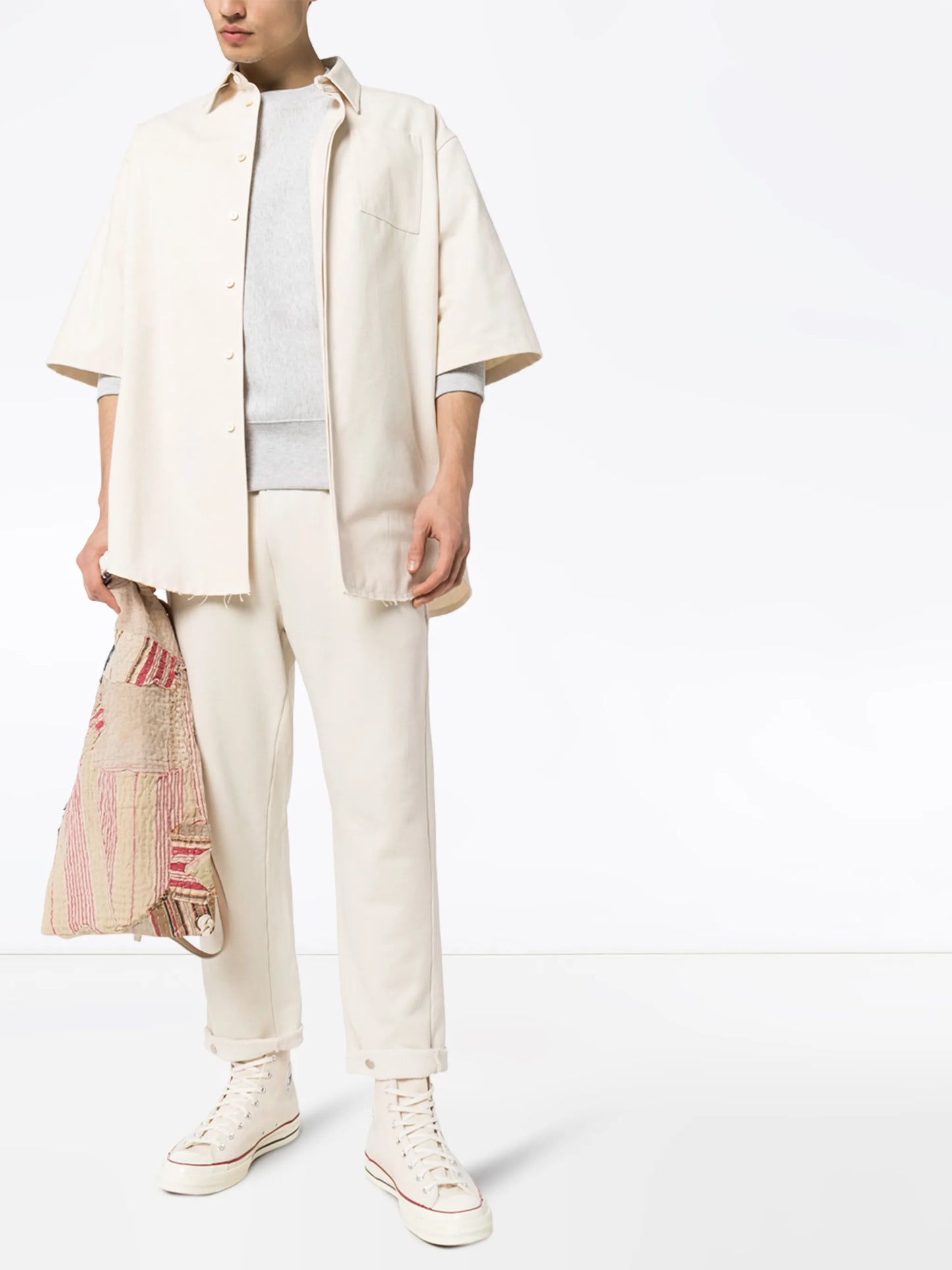 snap hem cotton sweatpants