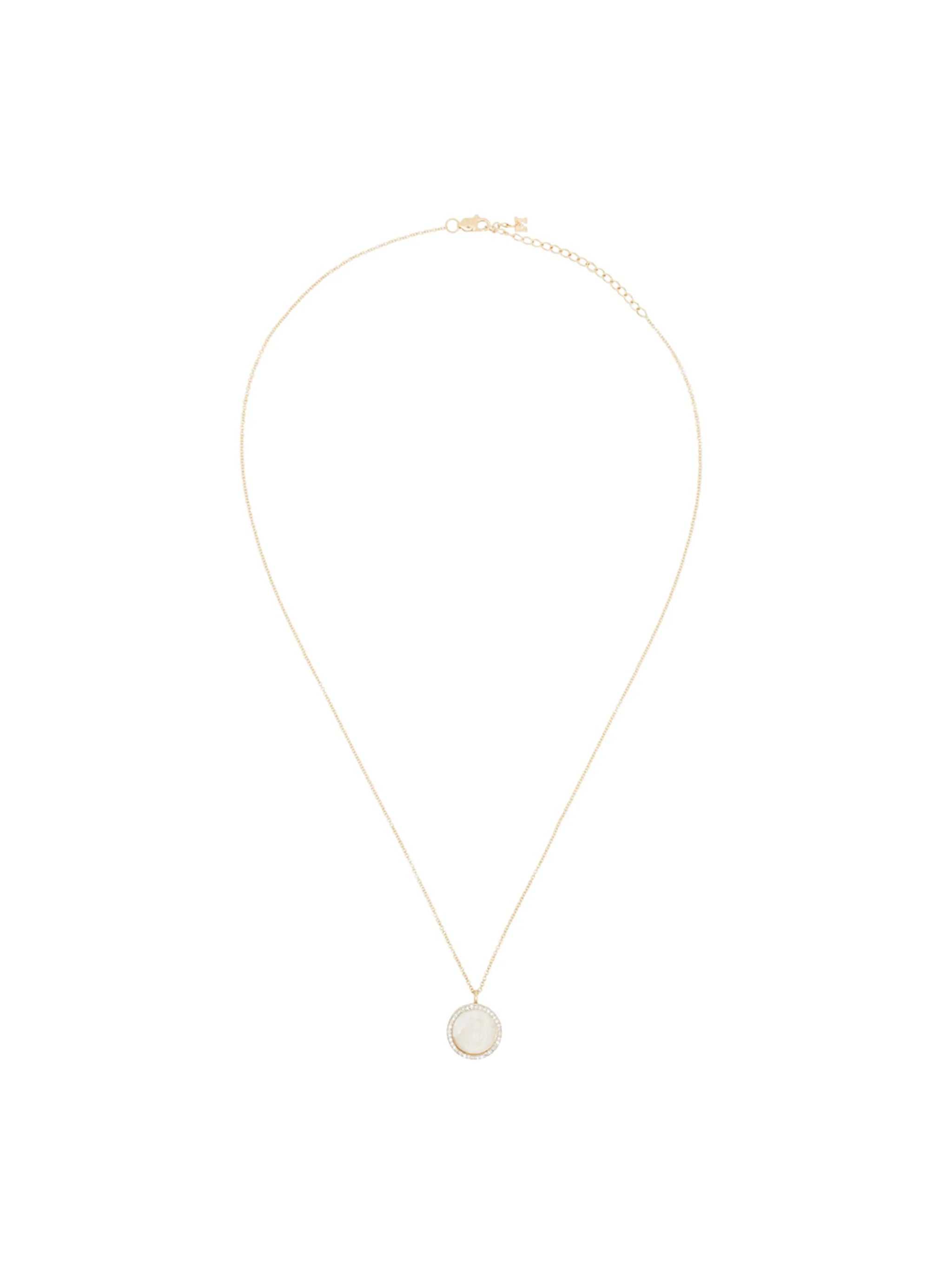 14kt yellow gold E pearl and diamond necklace