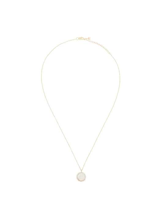 14kt yellow gold E pearl and diamond necklace