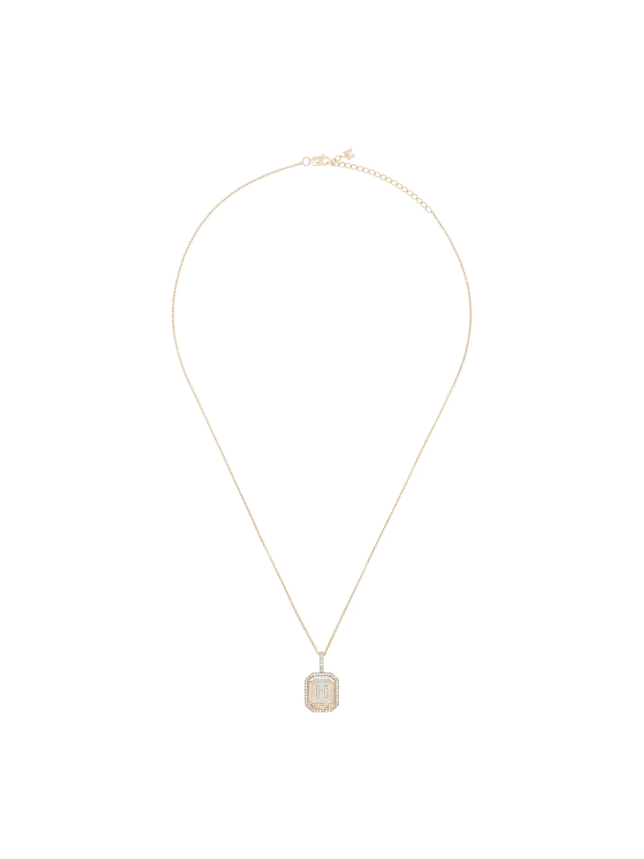 14kt yellow gold H diamond necklace