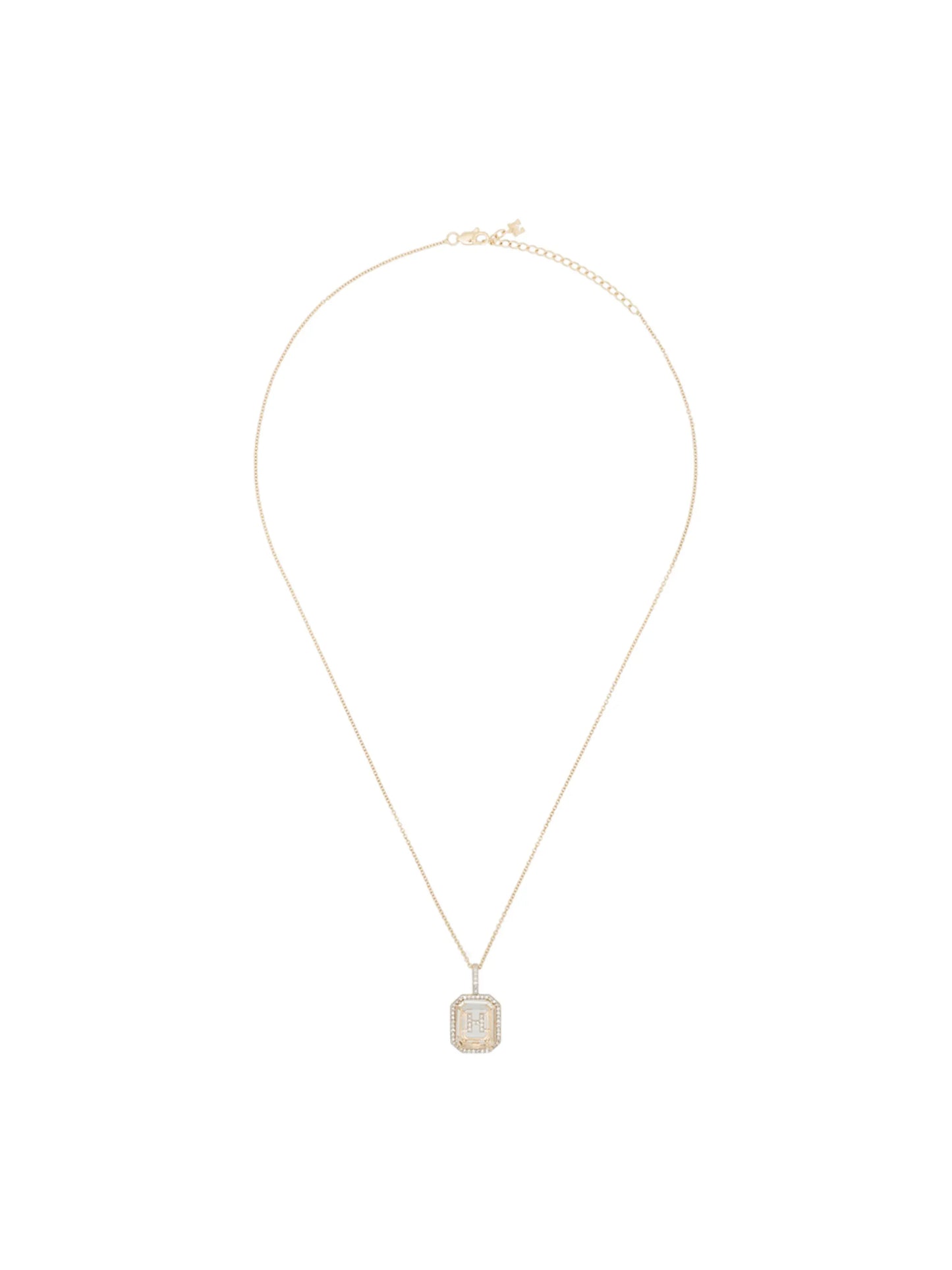 14kt yellow gold H diamond necklace