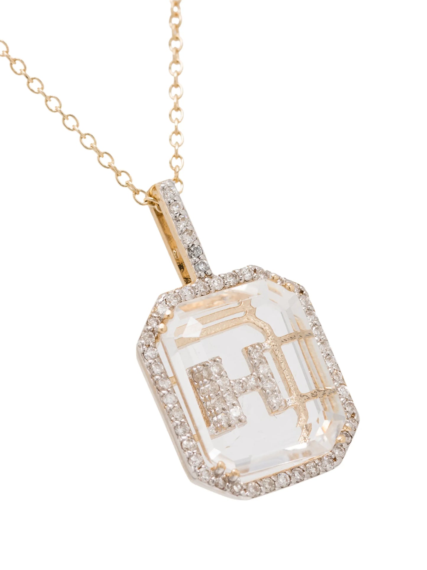 14kt yellow gold H diamond necklace
