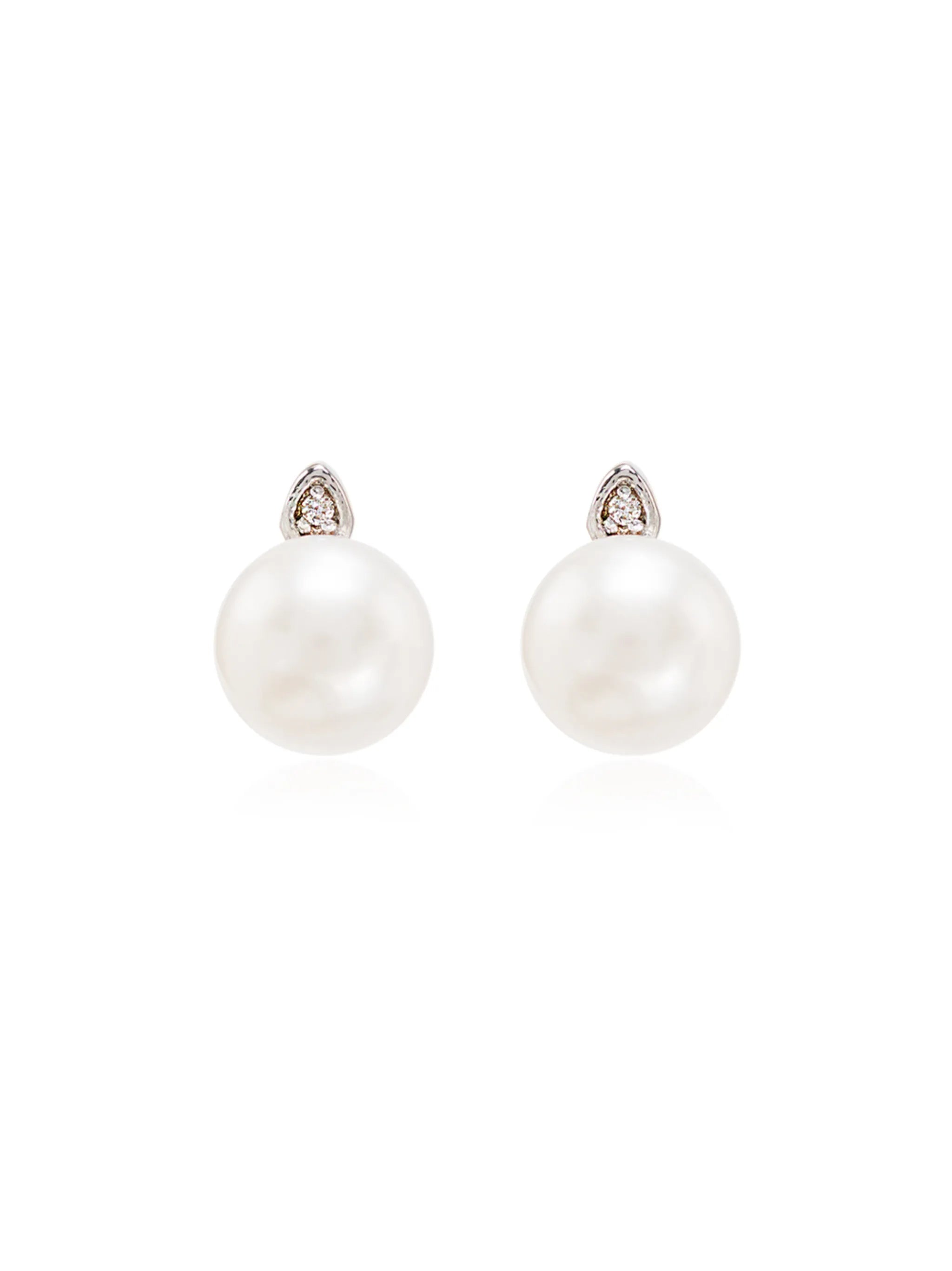 14kt gold pearl diamond earrings