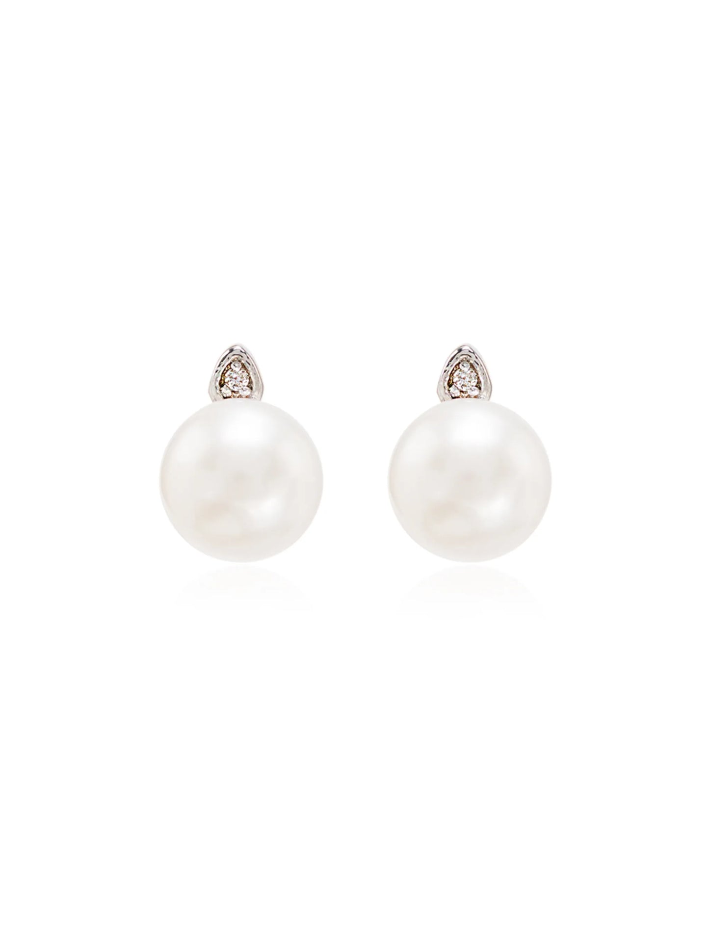 14kt gold pearl diamond earrings