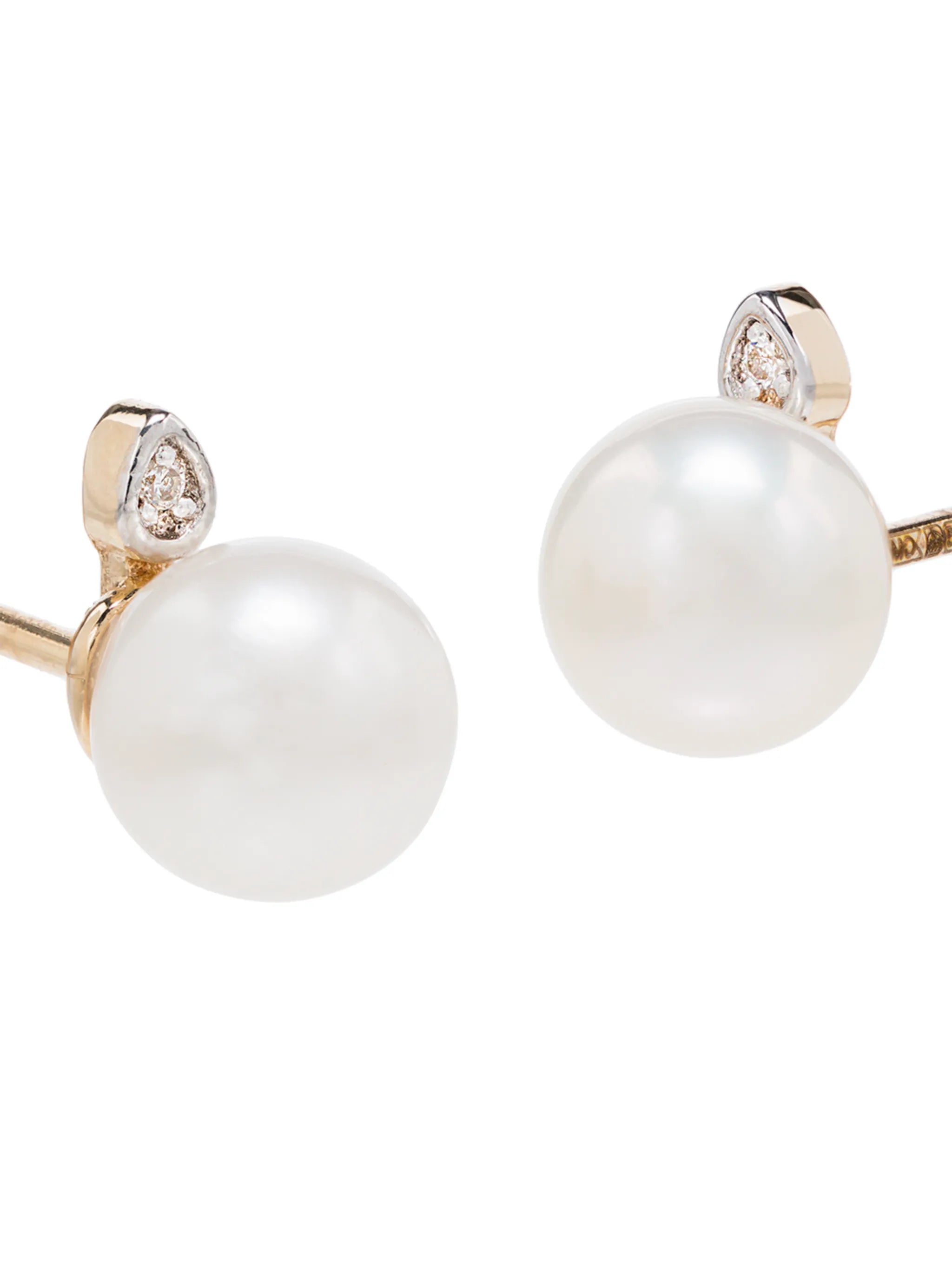 14kt gold pearl diamond earrings