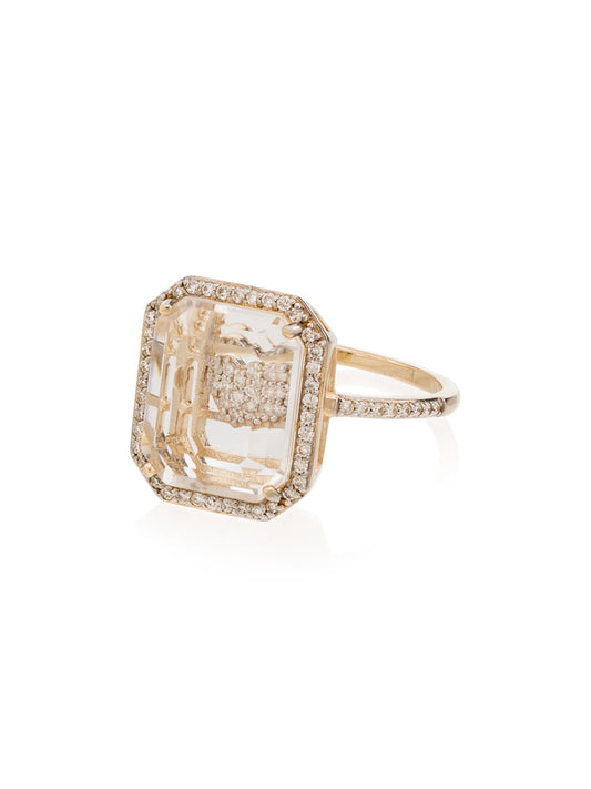 14kt yellow gold heart framed diamond ring