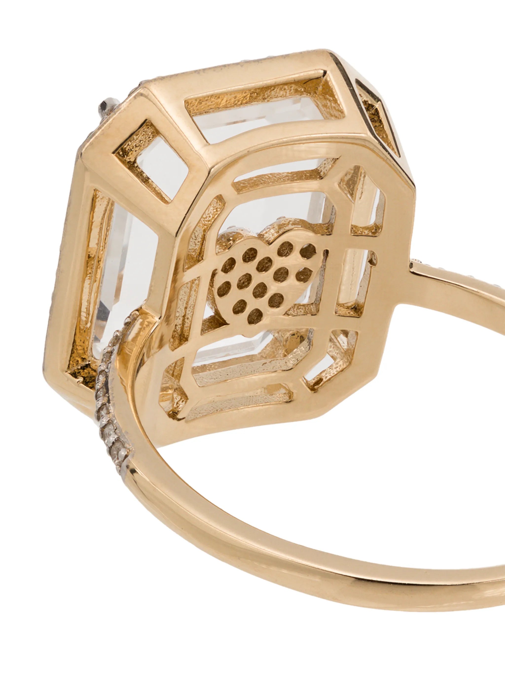 14kt yellow gold heart framed diamond ring