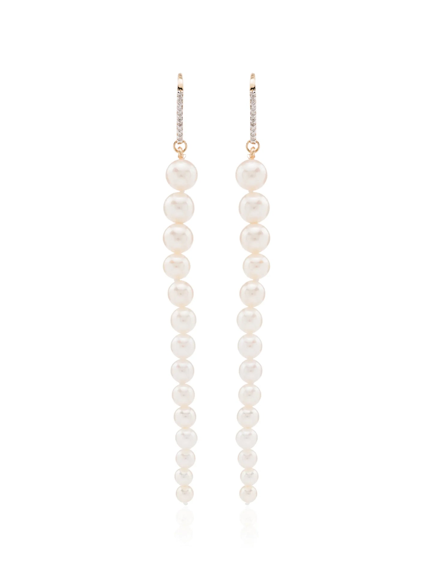 14Kt gold pearl and diamond drop earrings