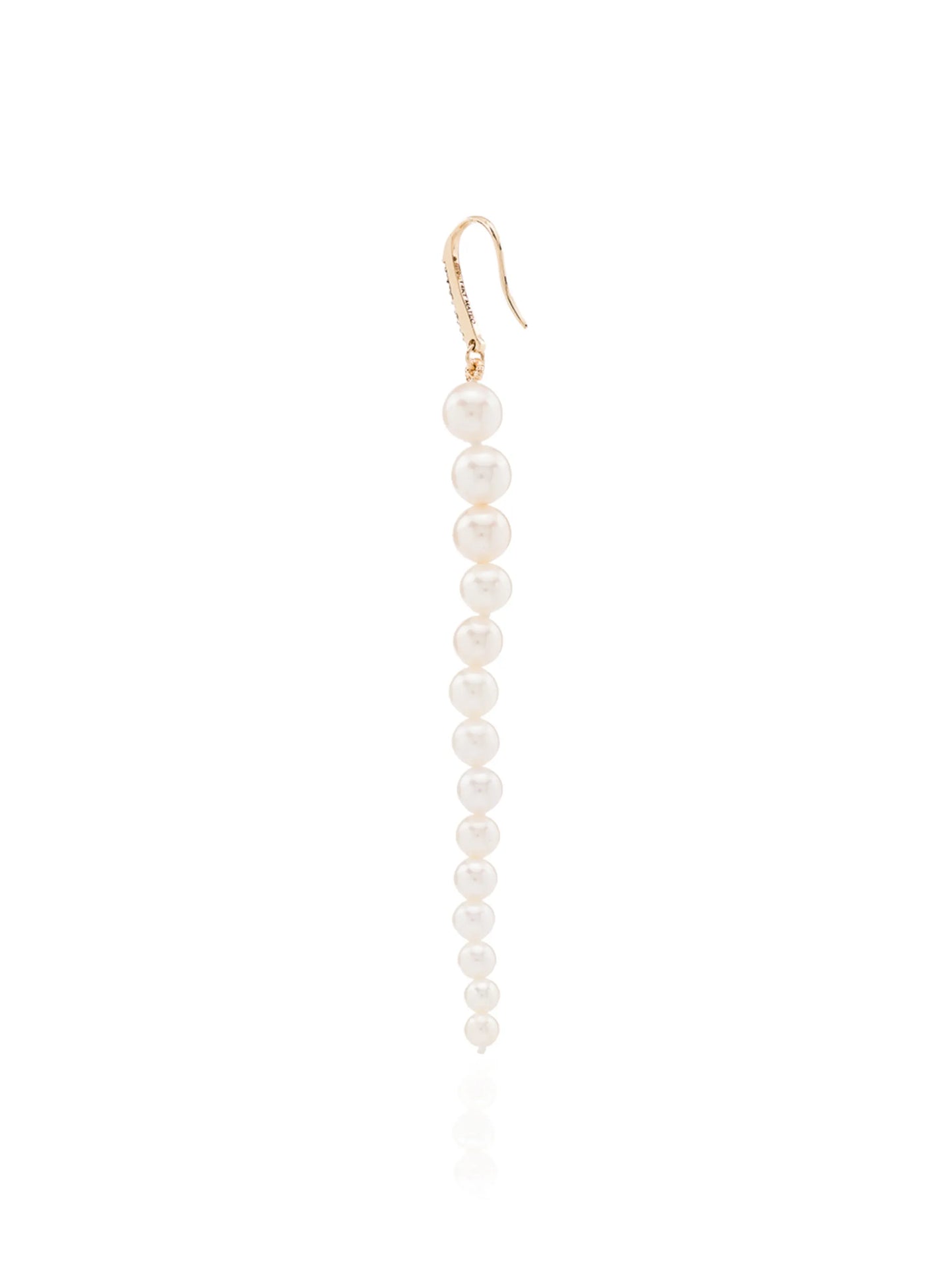 14Kt gold pearl and diamond drop earrings