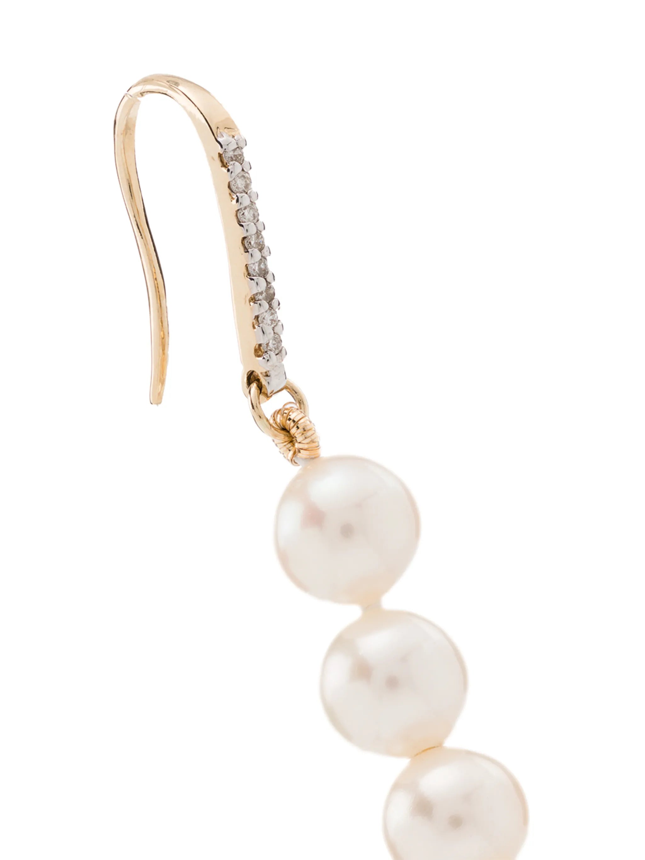 14Kt gold pearl and diamond drop earrings