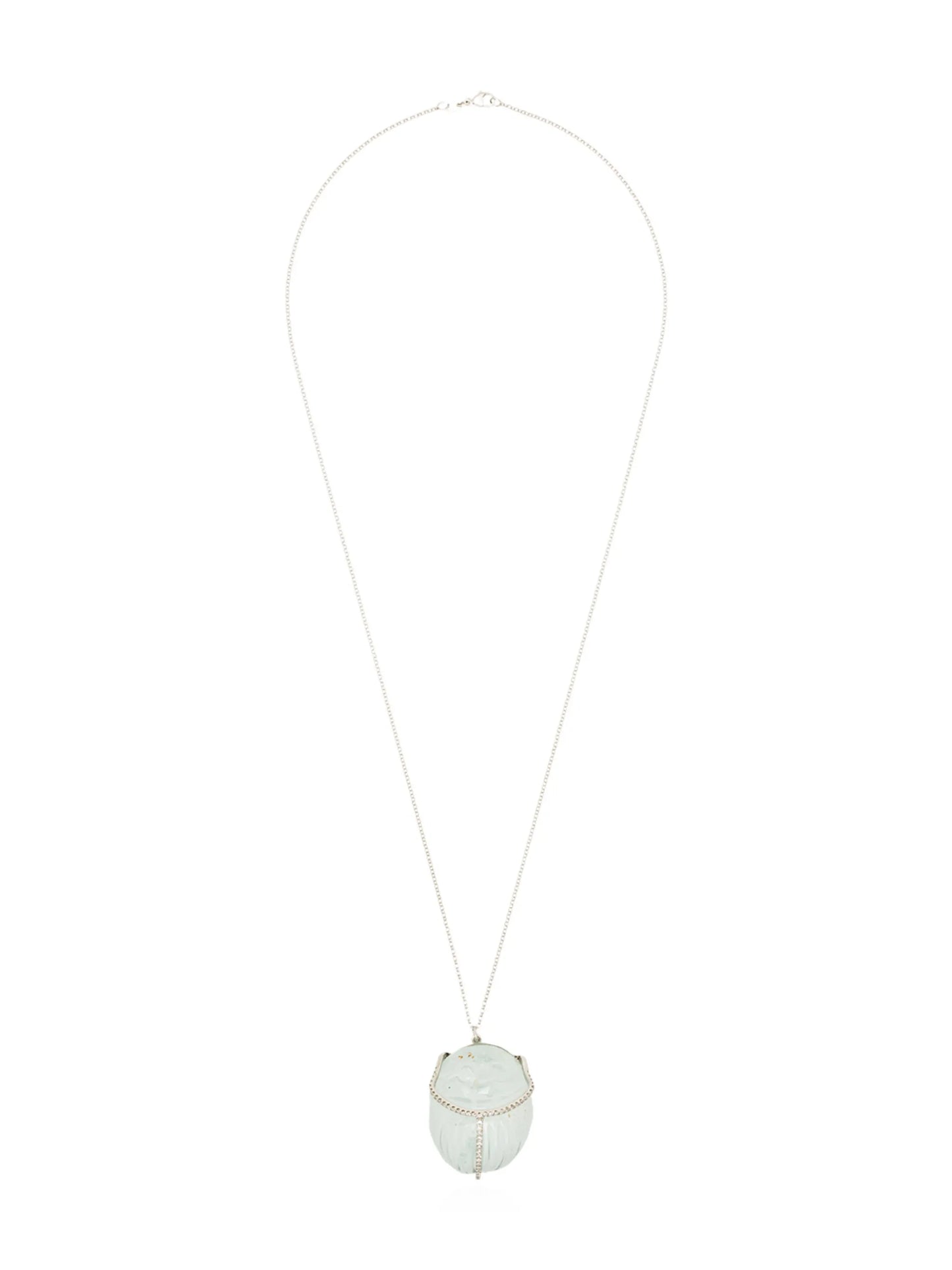 18kt white gold aquamarine diamond pendant necklace
