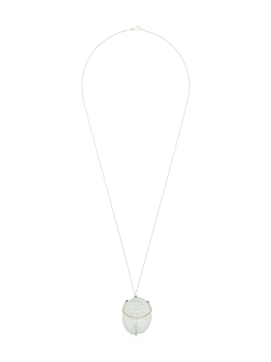 18kt white gold aquamarine diamond pendant necklace