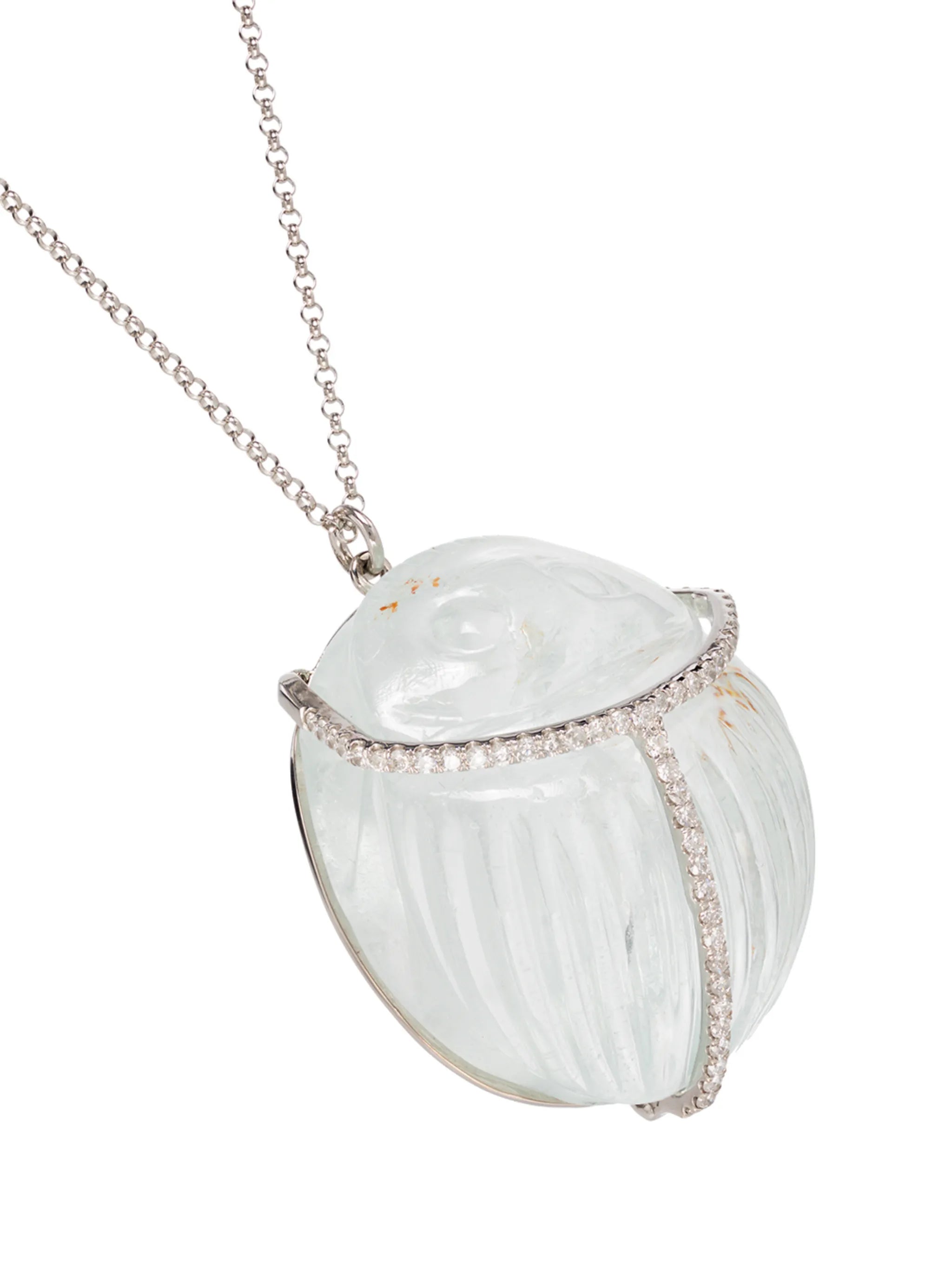 18kt white gold aquamarine diamond pendant necklace