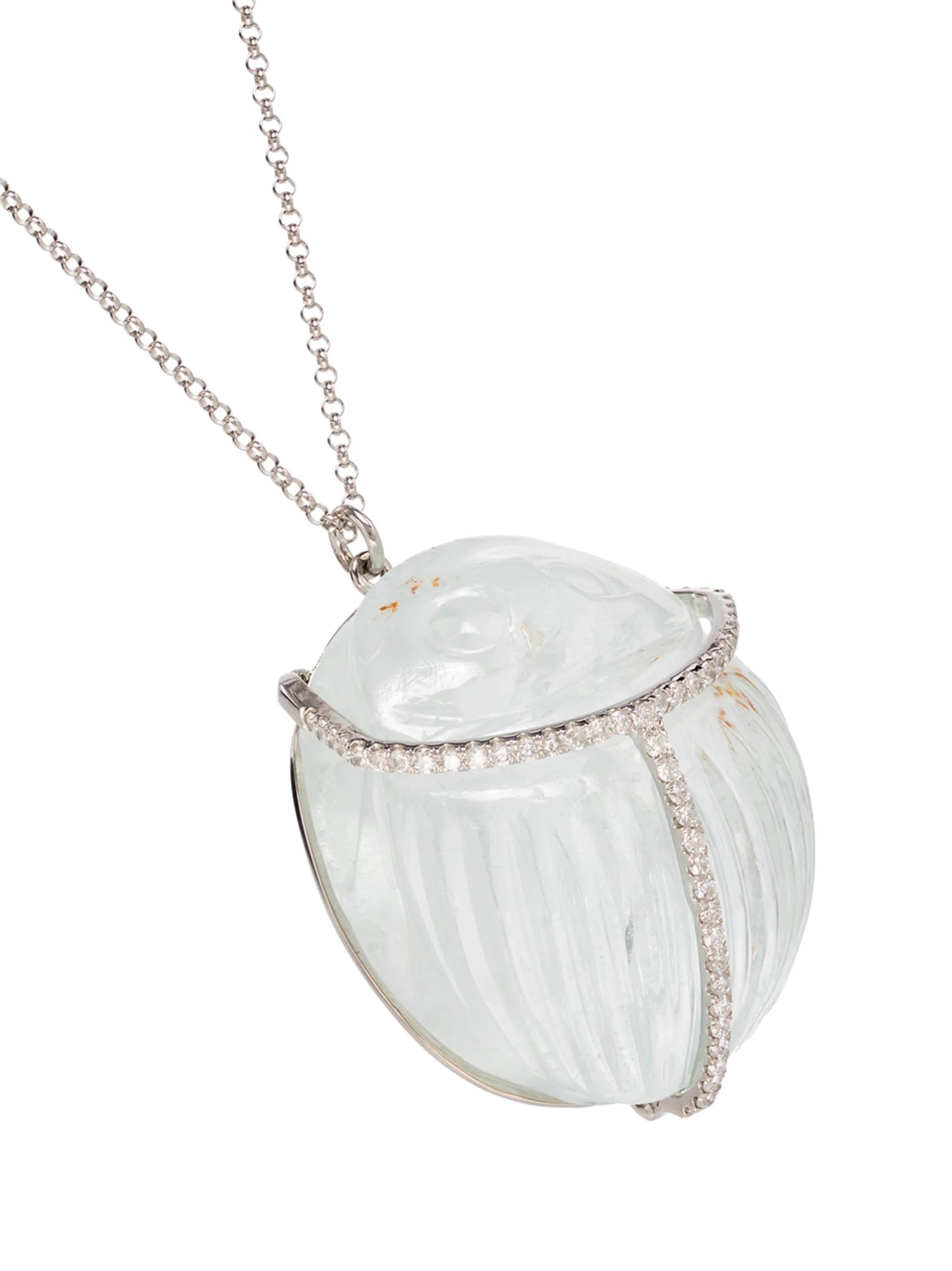 18kt white gold aquamarine diamond pendant necklace