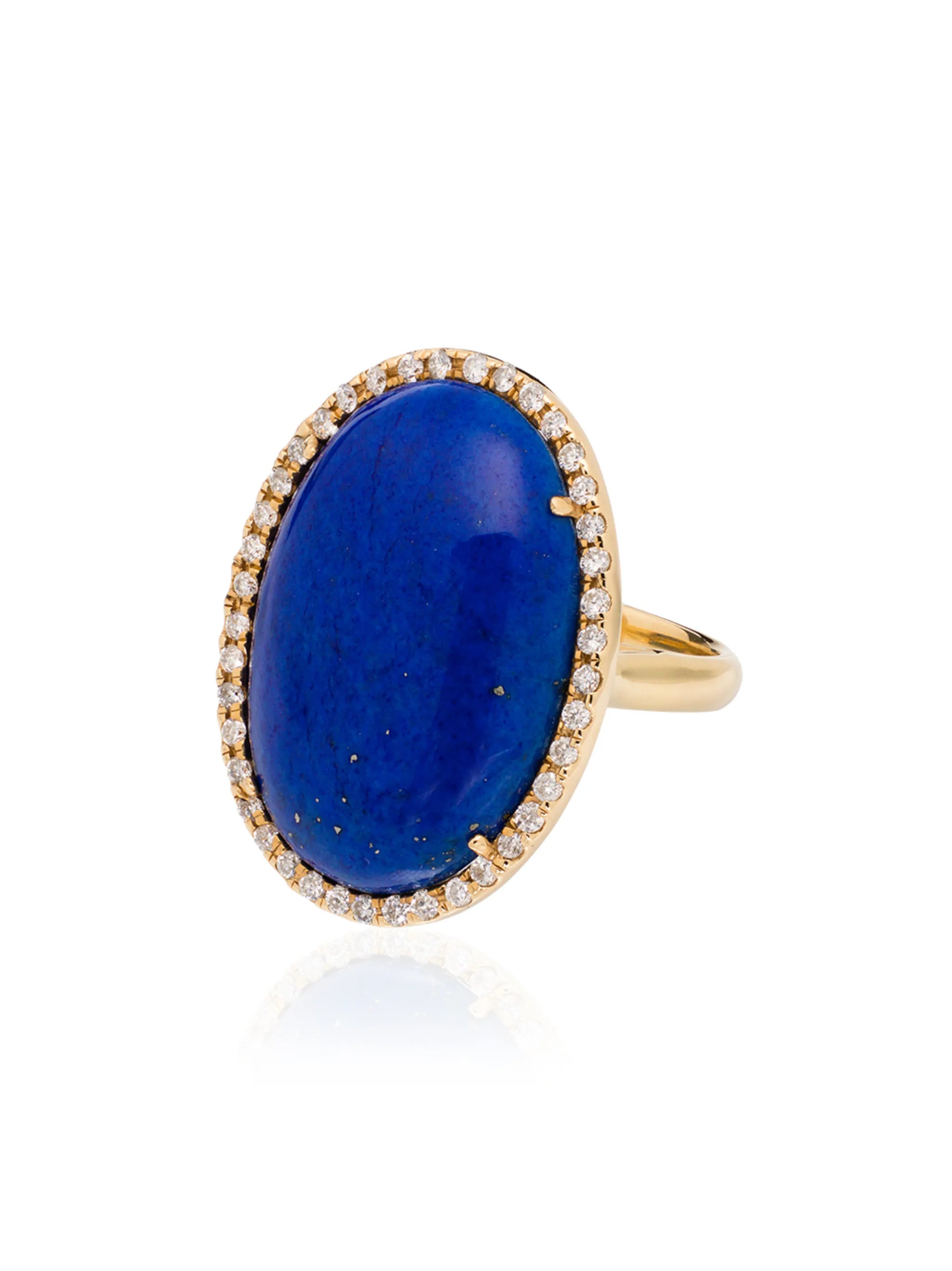 18kt yellow gold lapis lazuli and diamond ring