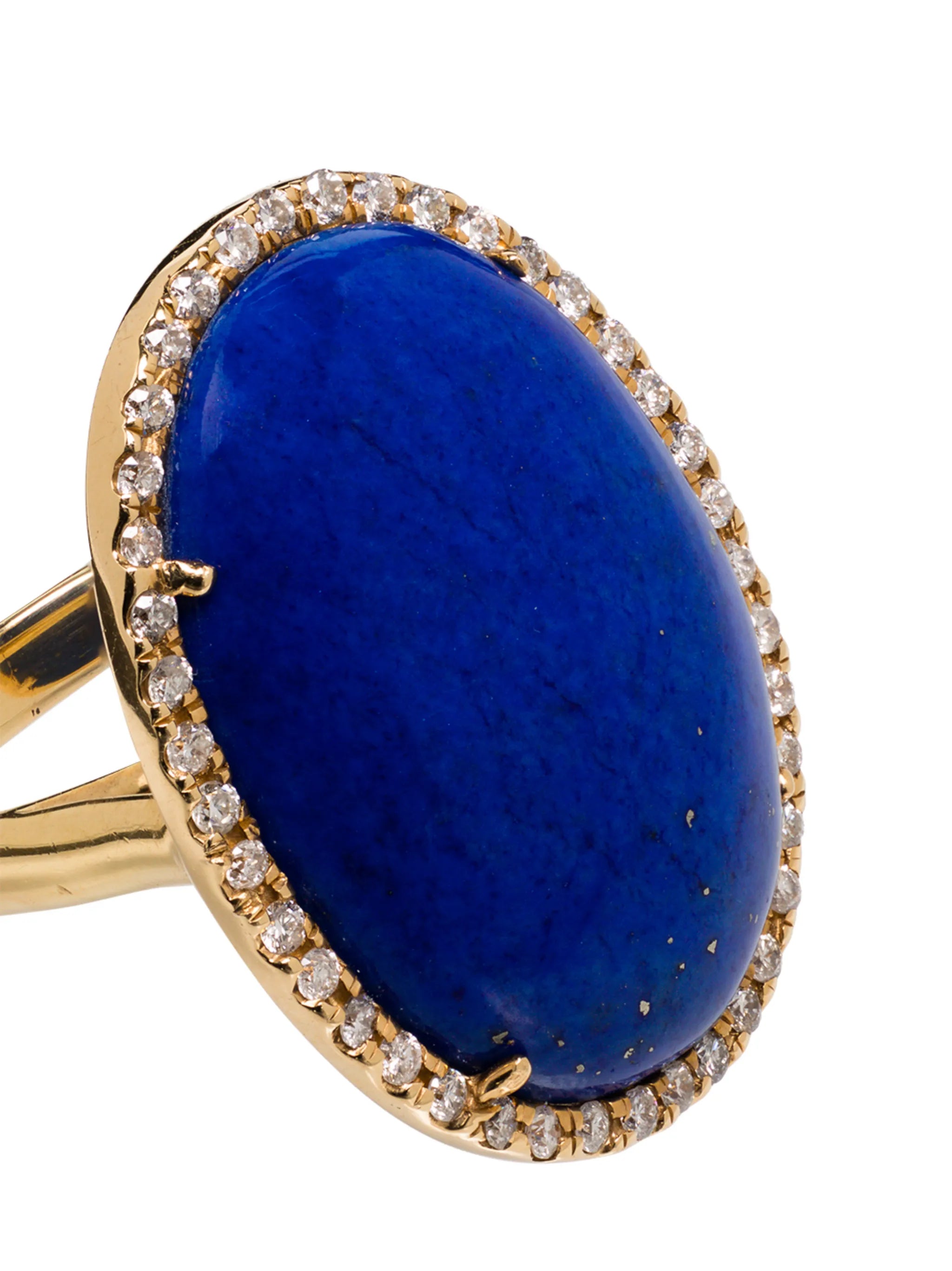 18kt yellow gold lapis lazuli and diamond ring
