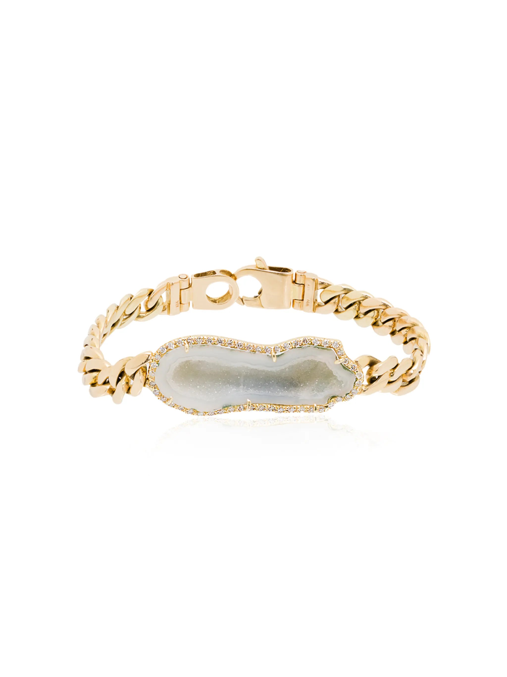 18kt yellow gold diamond and geode bracelet