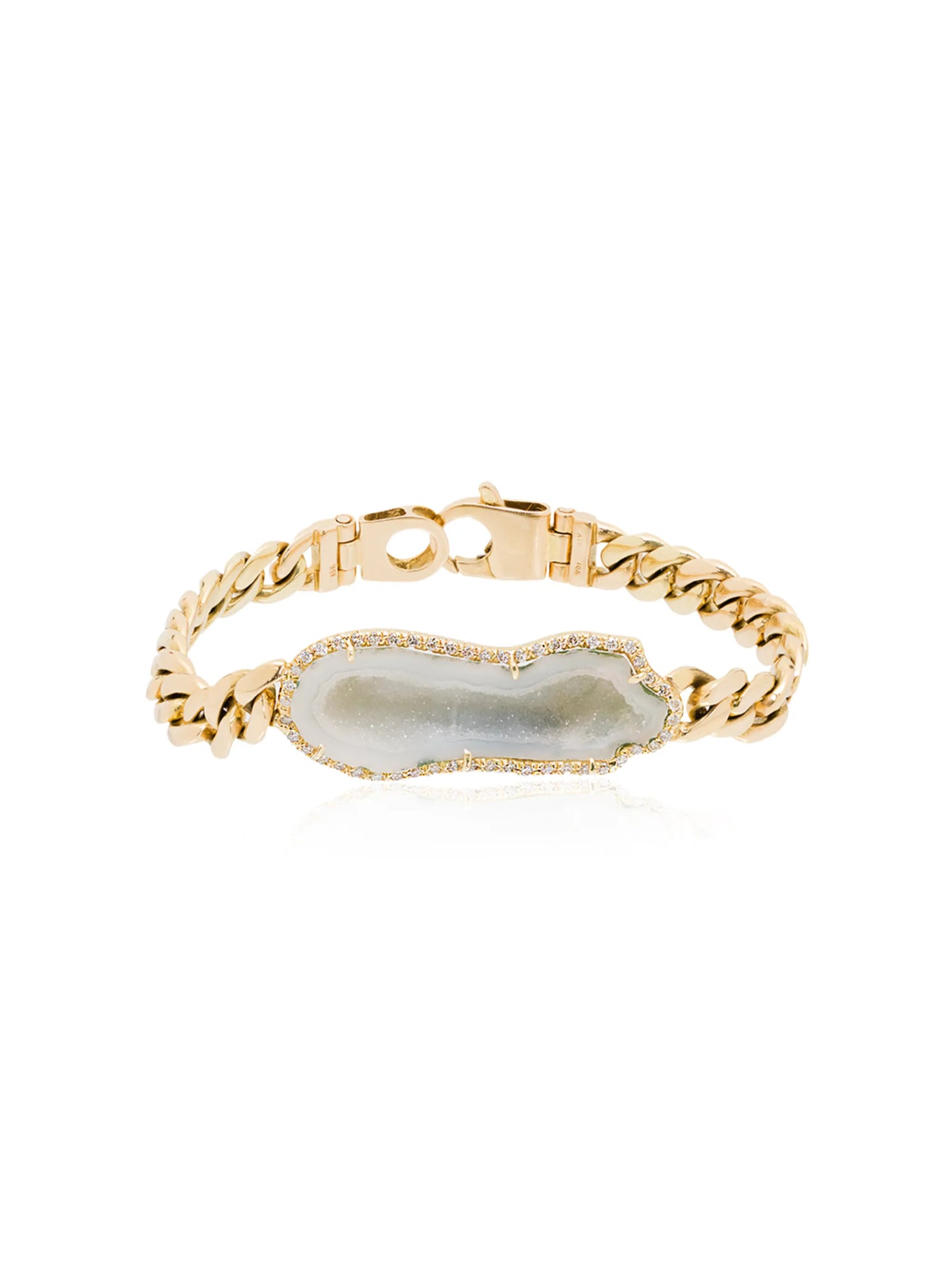 18kt yellow gold diamond and geode bracelet