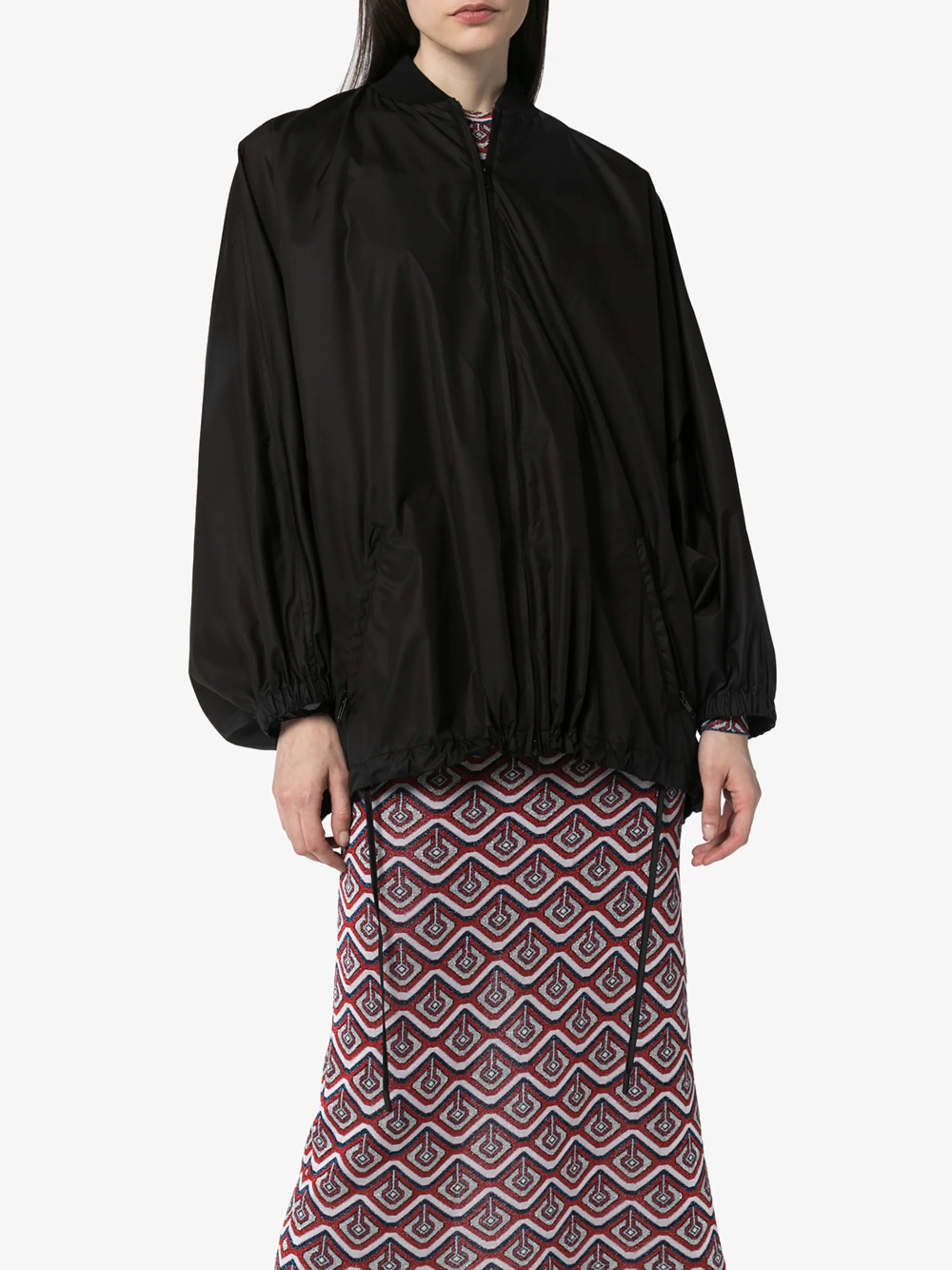 drawstring hem zipped jacket