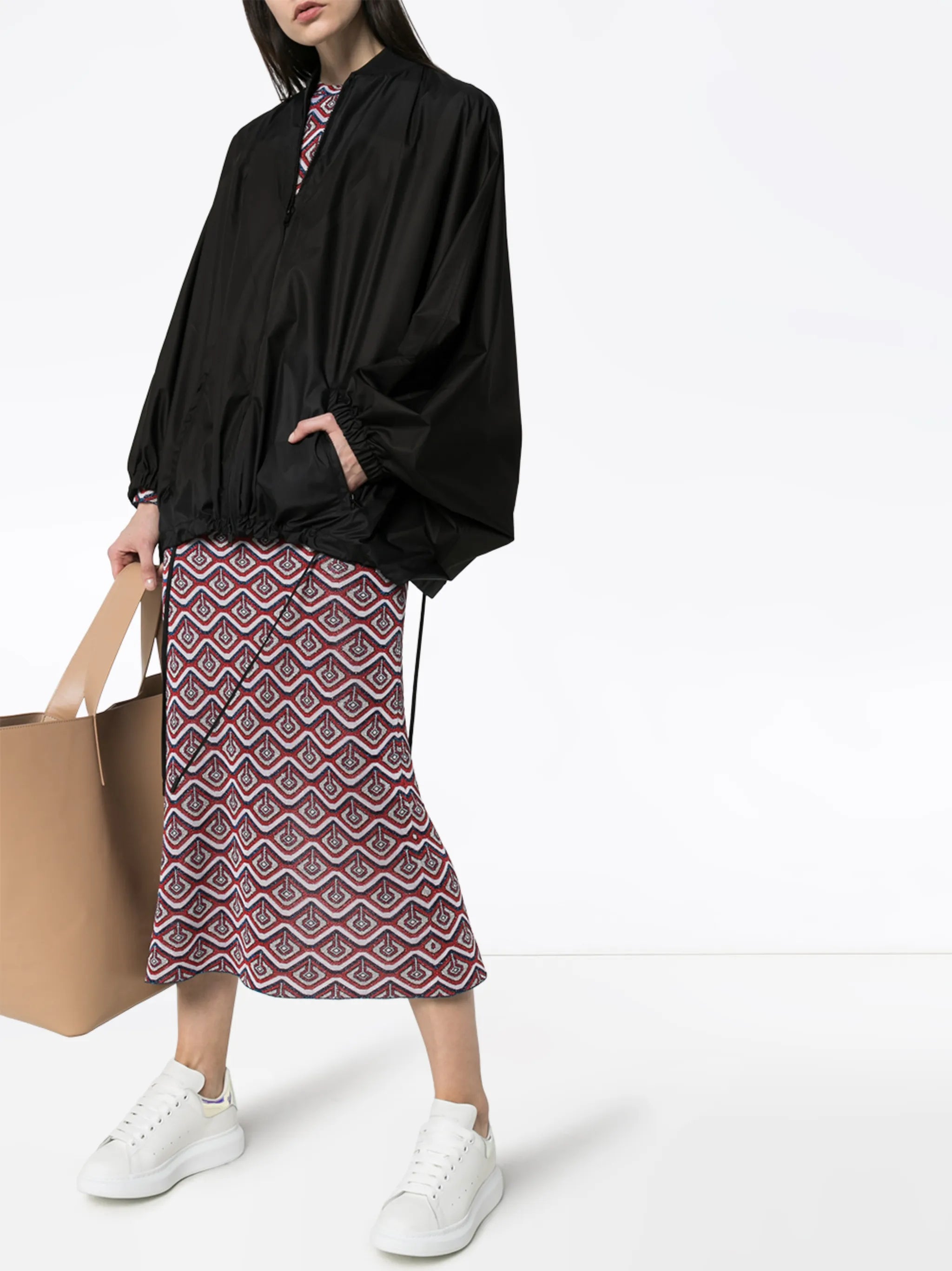 drawstring hem zipped jacket