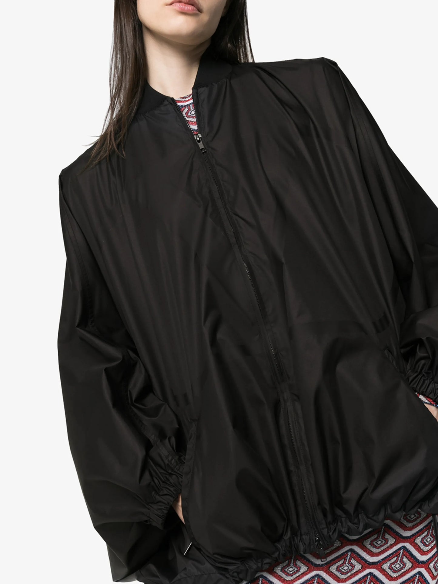 drawstring hem zipped jacket