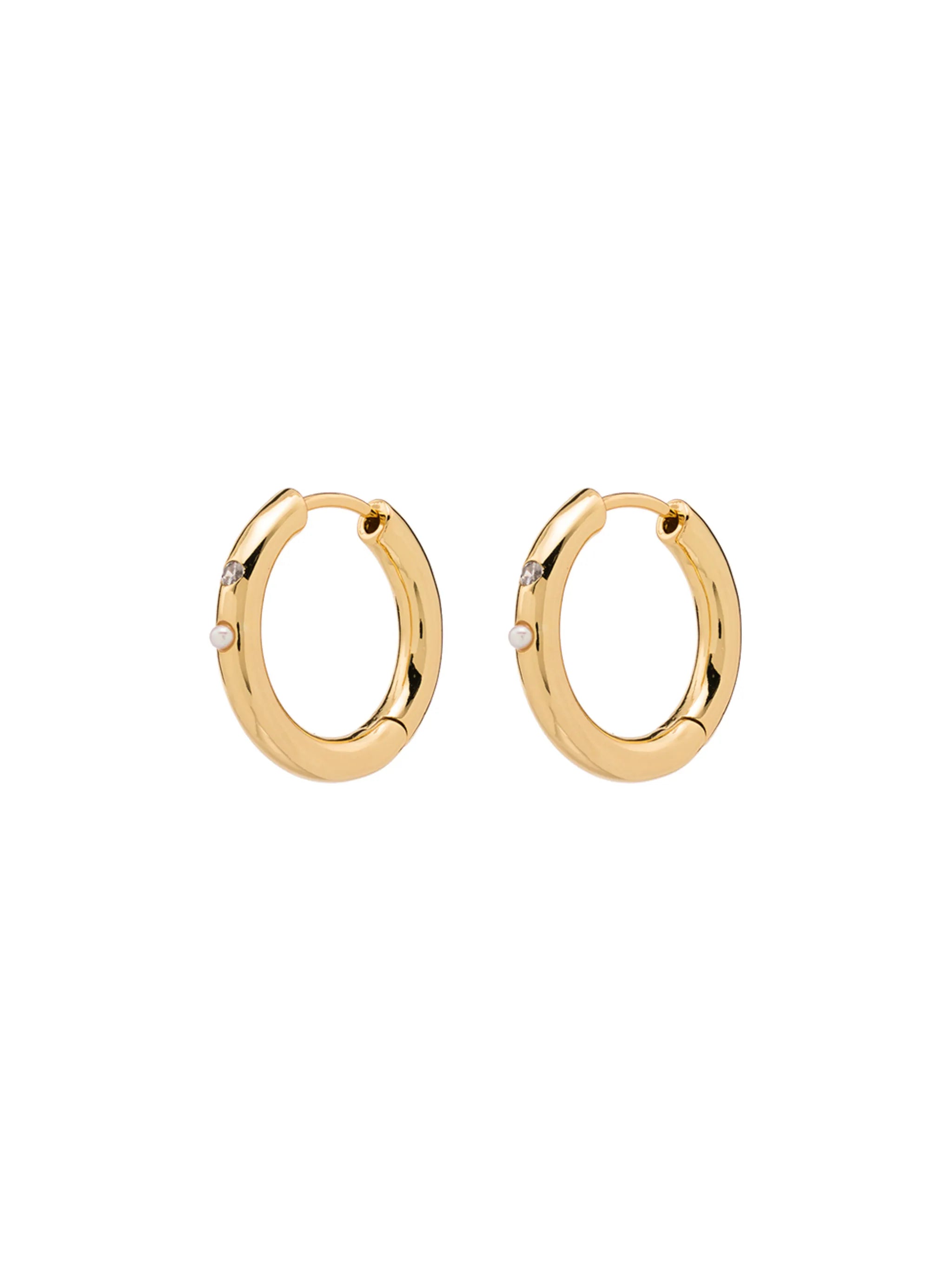18kt gold-plated Brigitte pearl hoop earrings