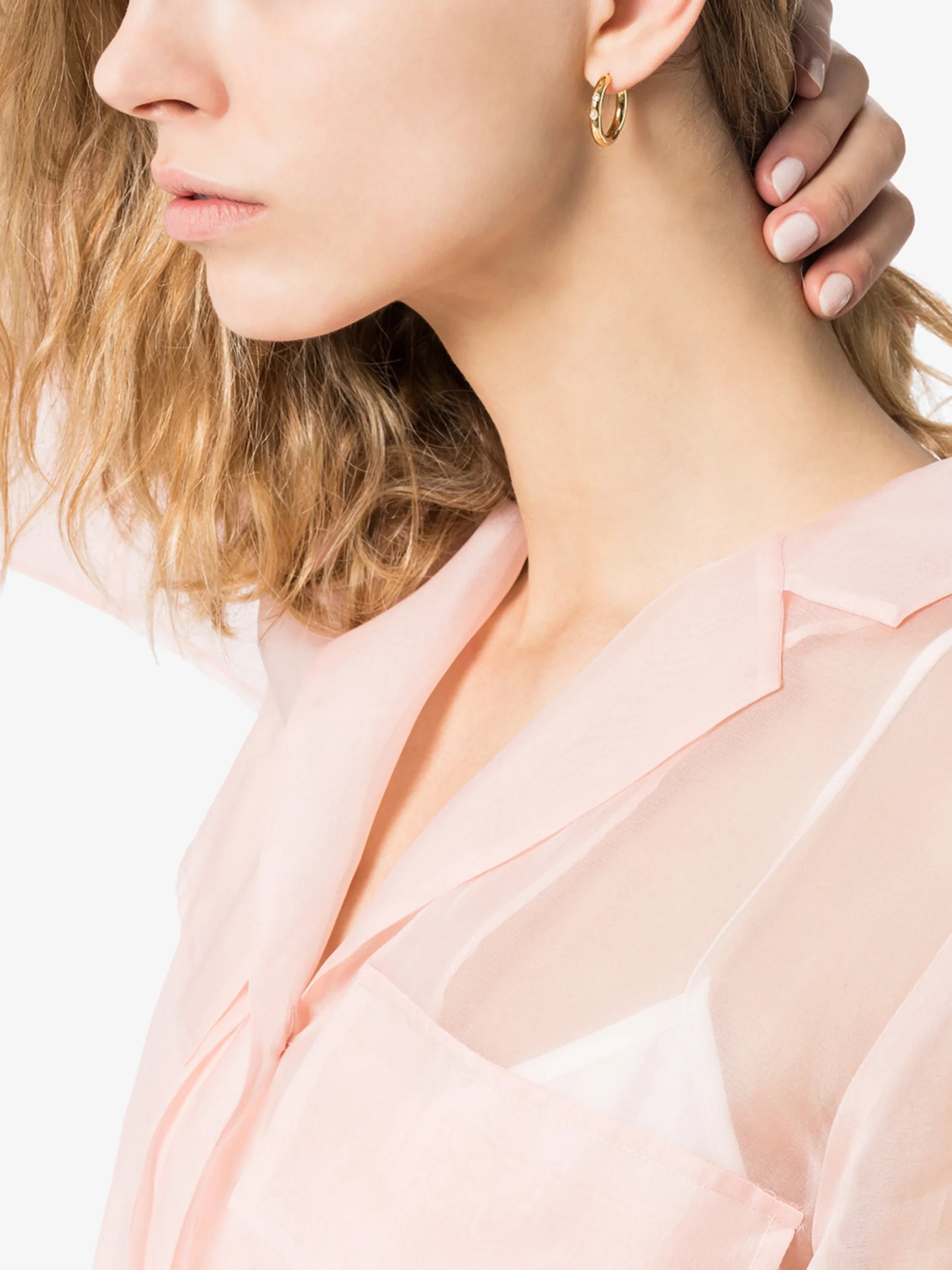 18kt gold-plated Brigitte pearl hoop earrings