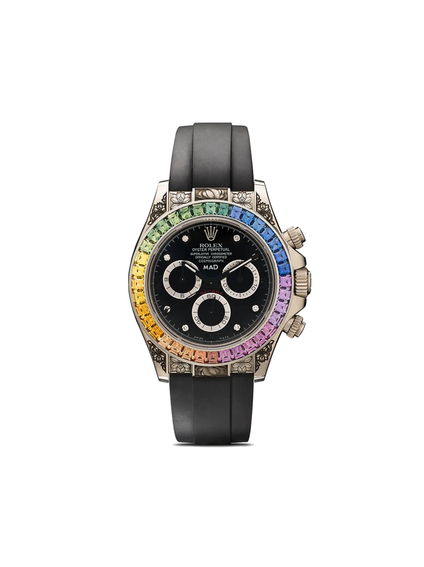 customised pre-owned Rolex Daytona Rainbow engraved 40mm
