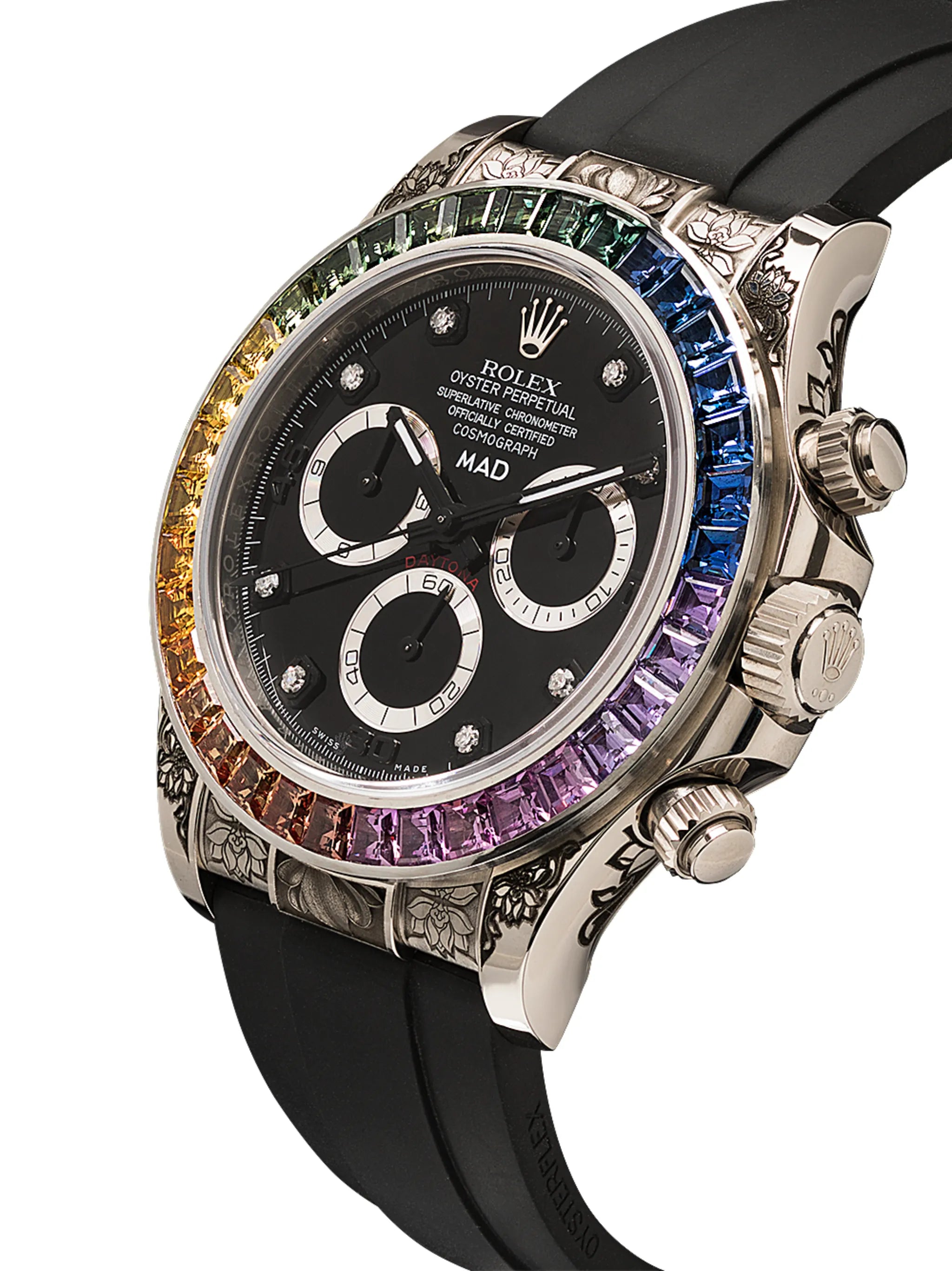 customised pre-owned Rolex Daytona Rainbow engraved 40mm
