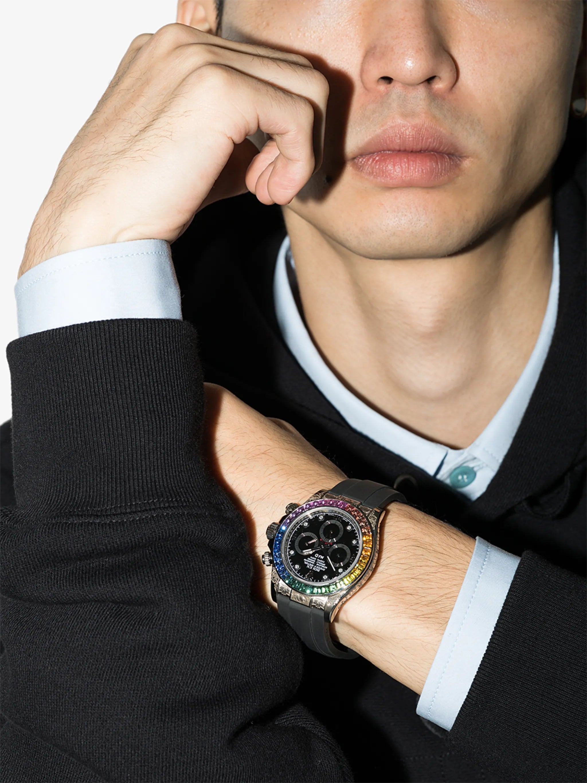 customised pre-owned Rolex Daytona Rainbow engraved 40mm