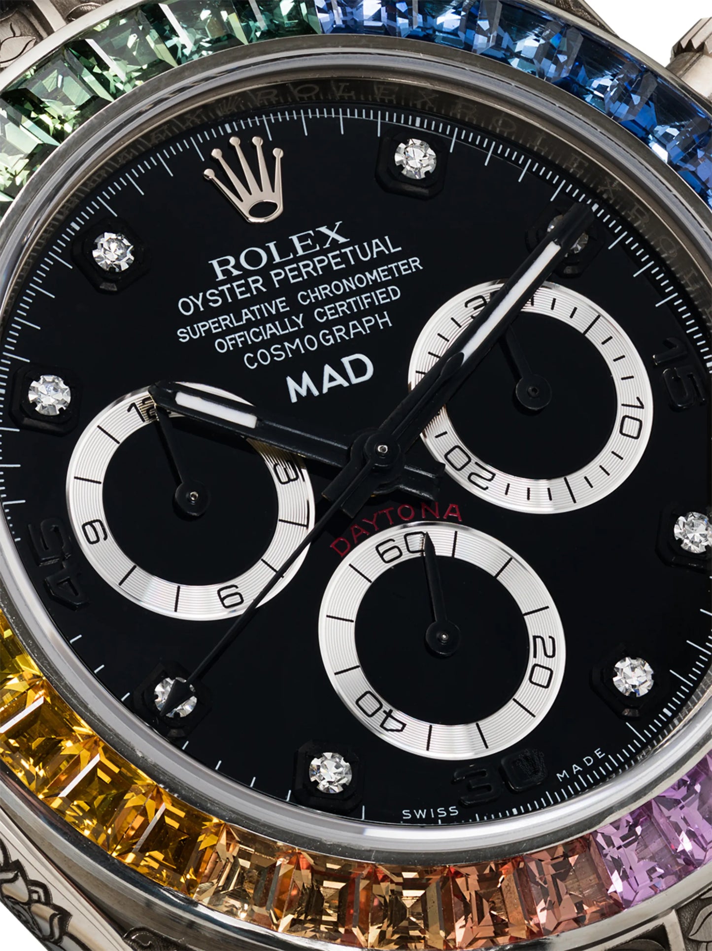 customised pre-owned Rolex Daytona Rainbow engraved 40mm