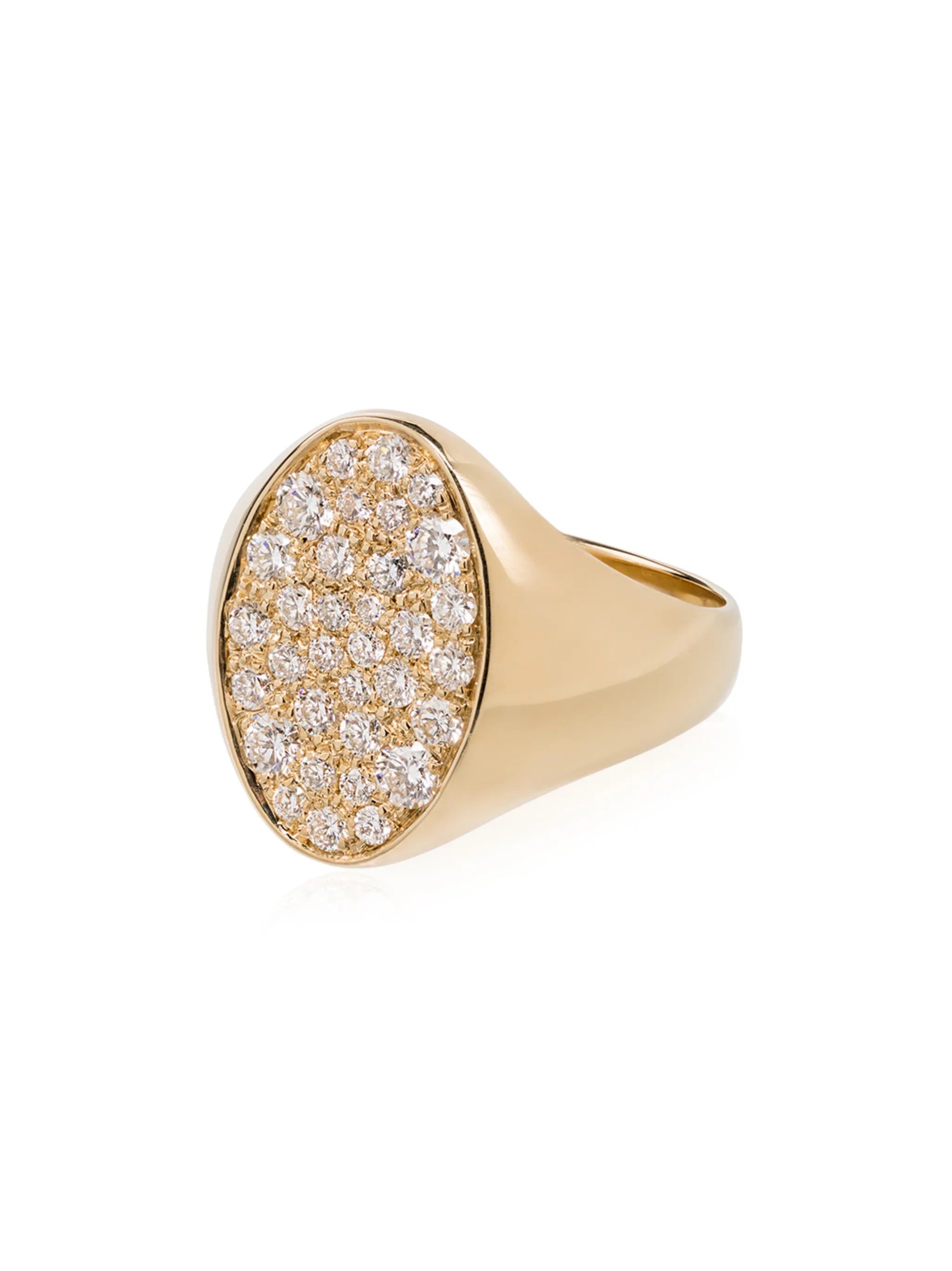 14K yellow gold Galaxy diamond signet ring