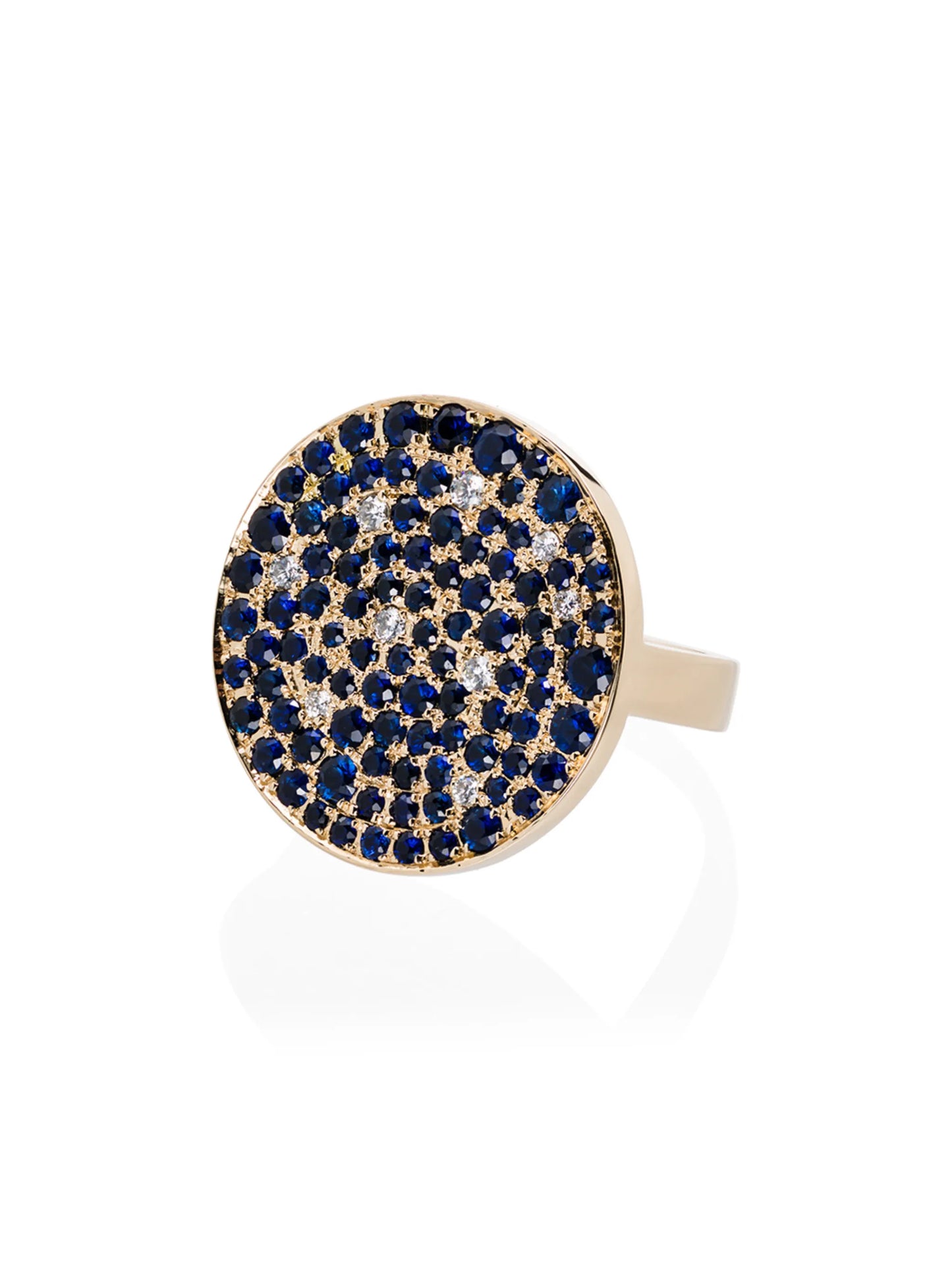 14kt yellow gold diamond and sapphire galaxy ring