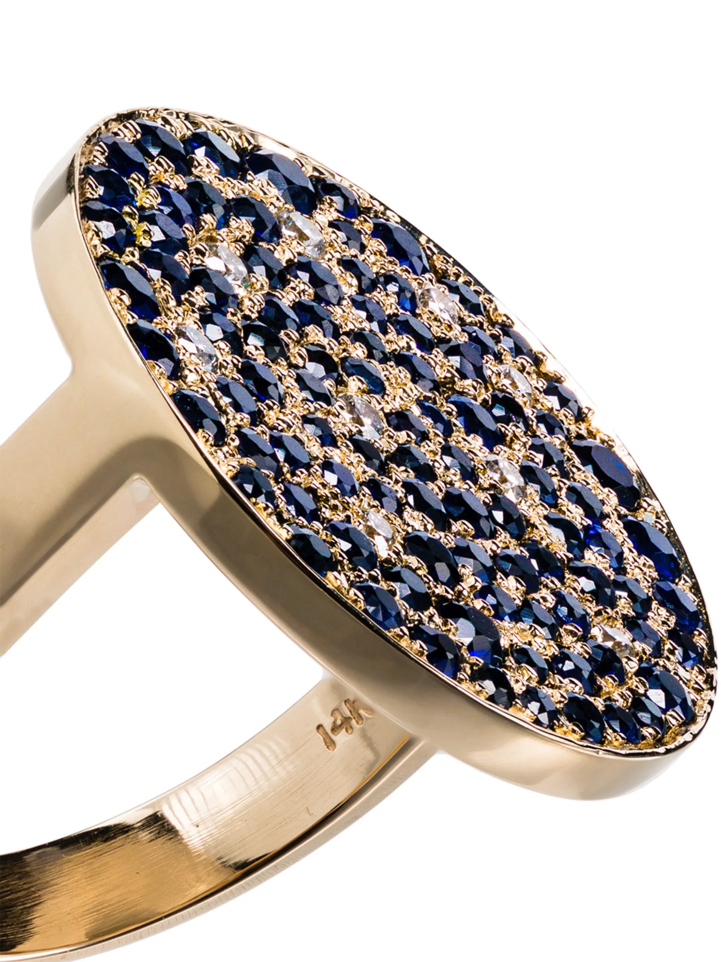 14kt yellow gold diamond and sapphire galaxy ring