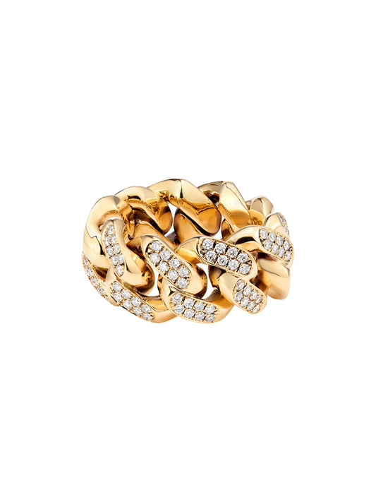 yellow gold diamond Cuban ring