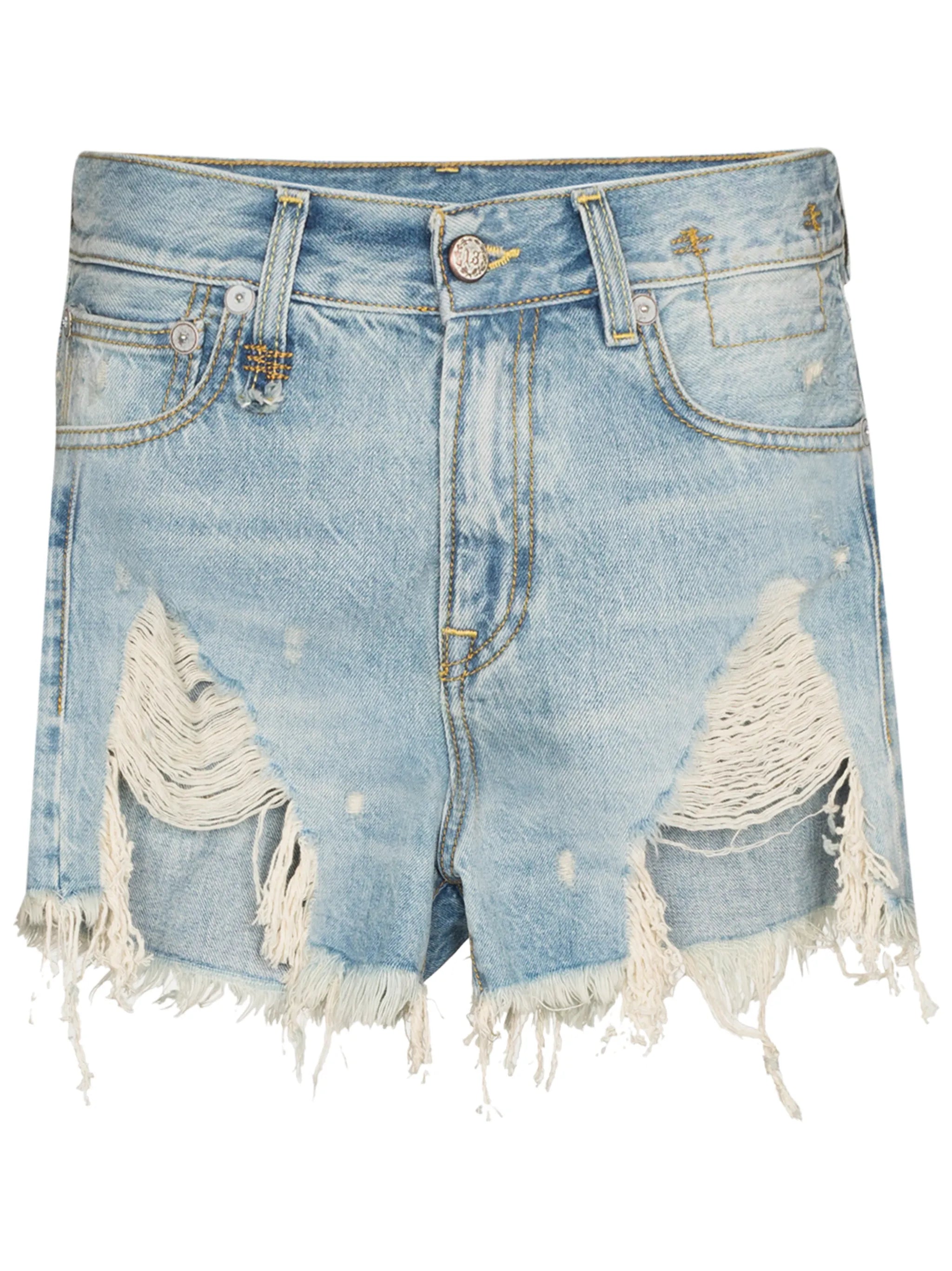 shredded slouch denim shorts
