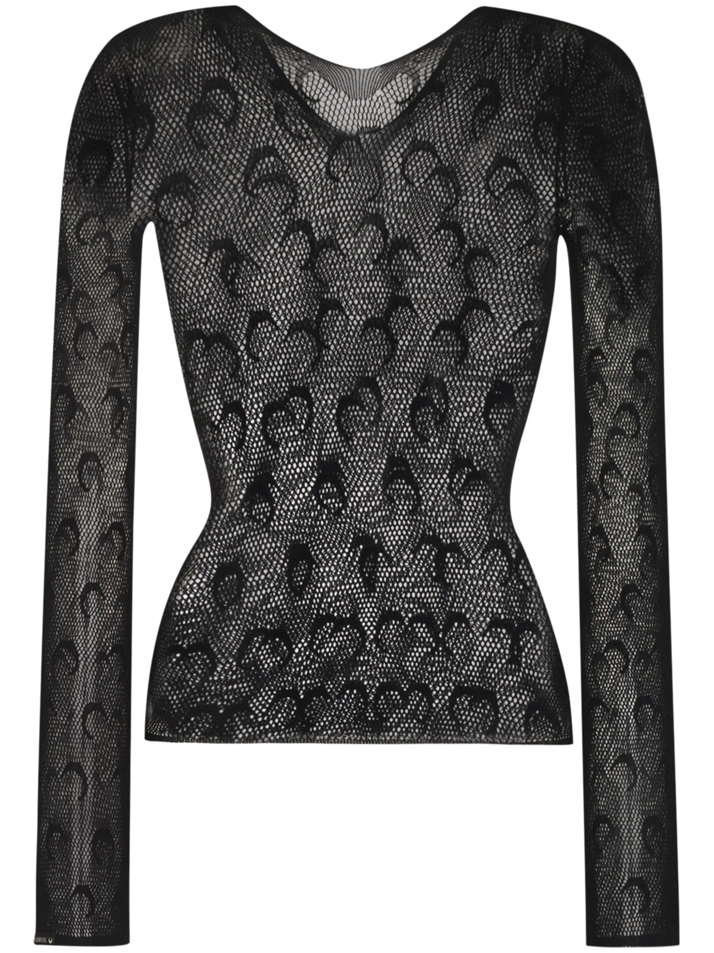 crocheted logo-print top