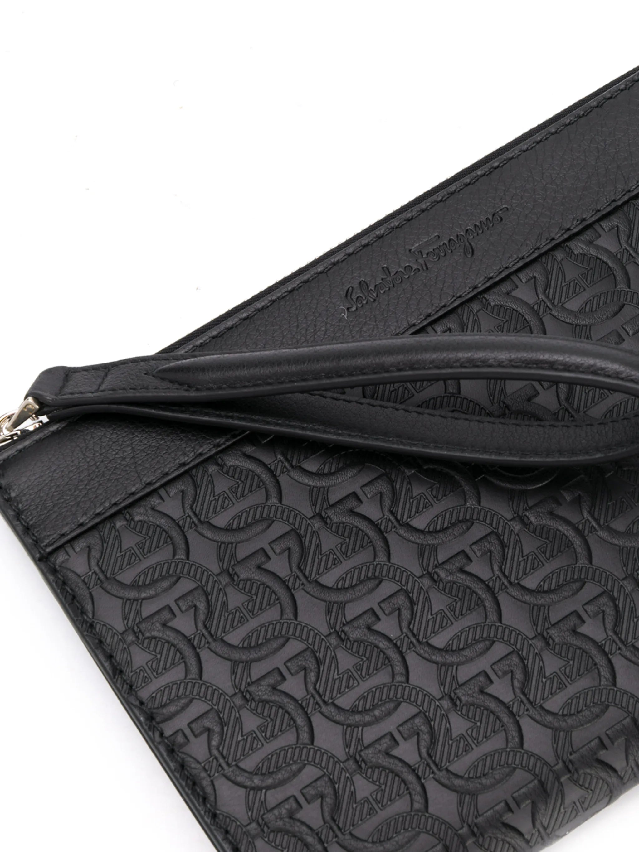 Gancini-embossed pouch