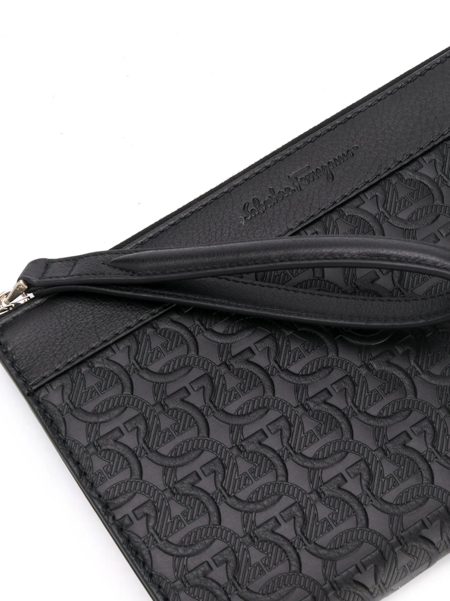 Gancini-embossed pouch