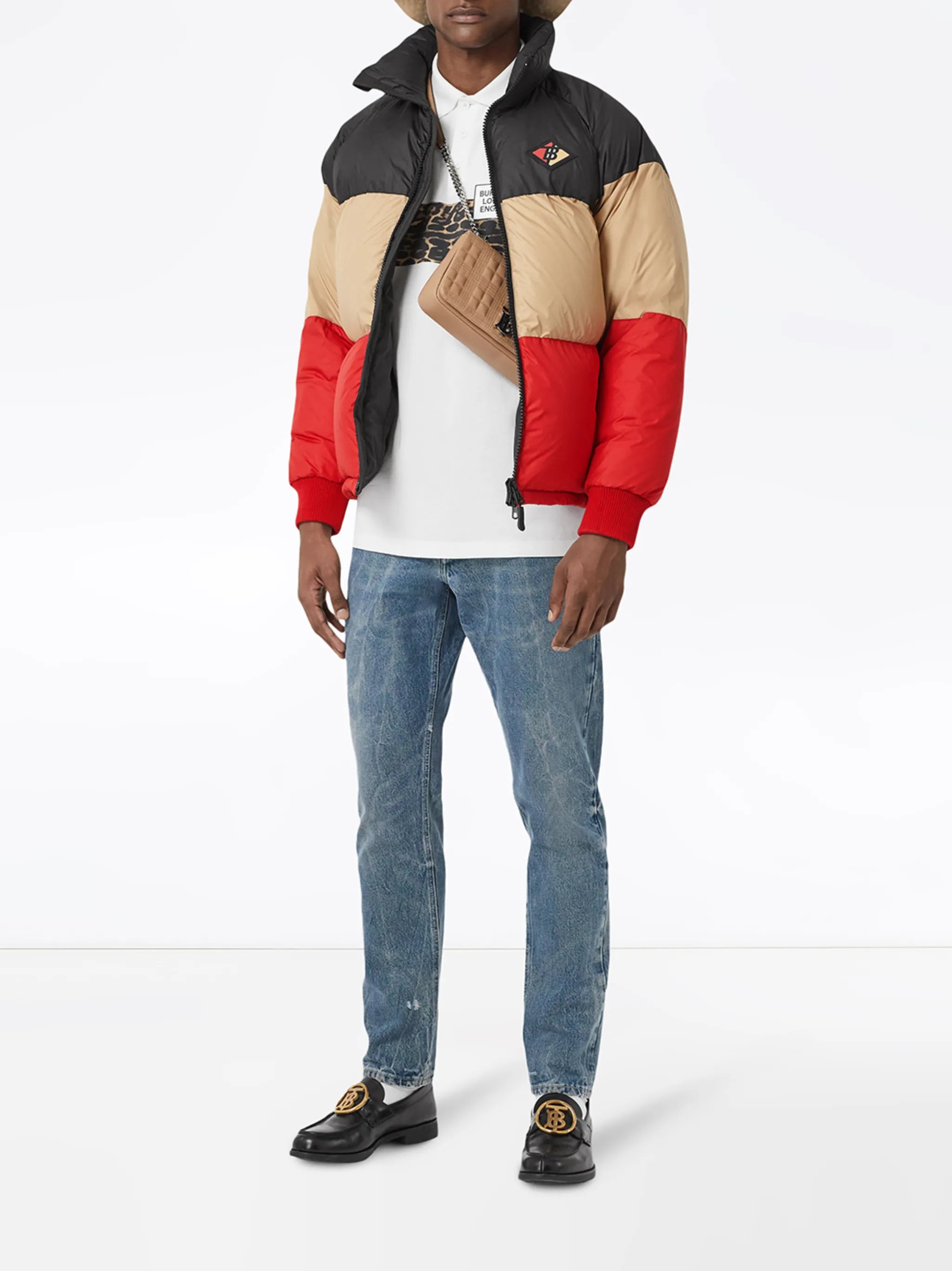 colour-block logo-patch puffer jacket